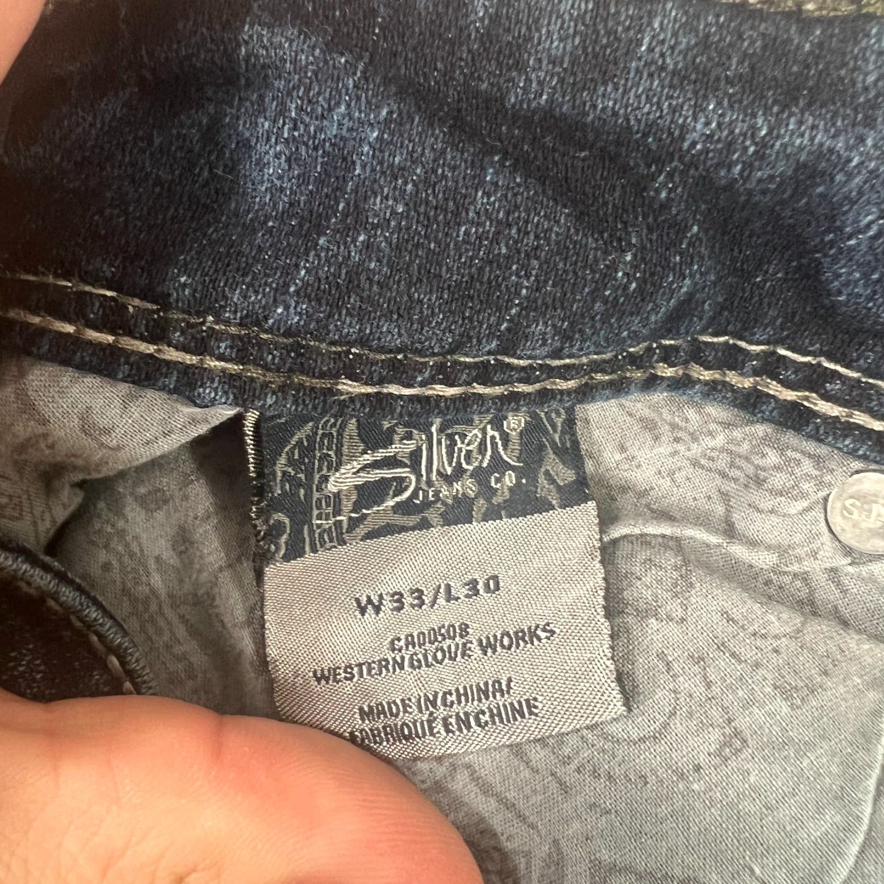 Silver Jeans Co. Silver Jeans Women's Bootcut Jeans 33x30 Dark Wash Flap Pocket Cotton Blend Size 24" / US 00 / IT 34 - 7 Thumbnail