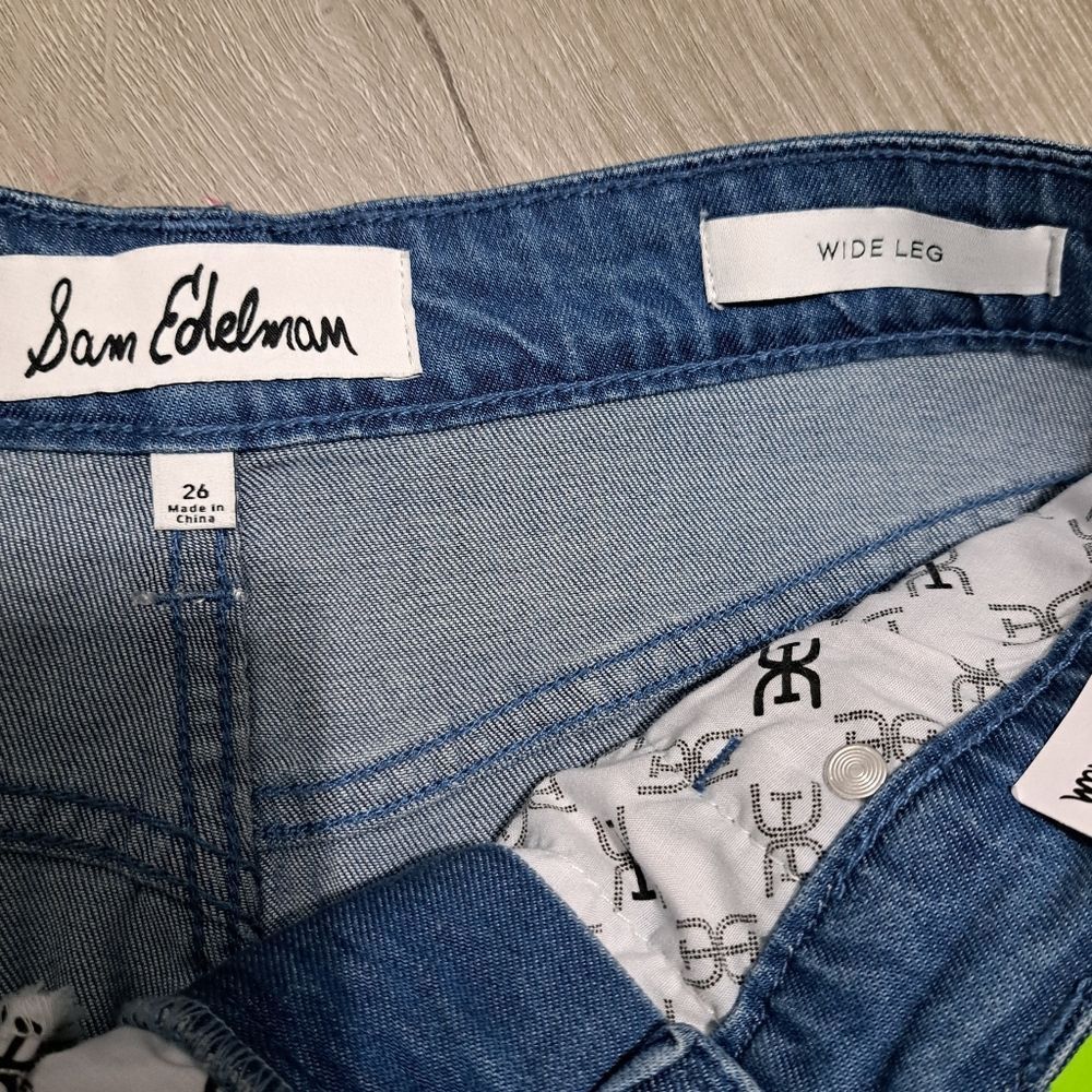 Sam Edelman Sam Edelman High Rise Cuffed Boho Wide Leg Denim Jeans Mysti Size 26" / US 2 / IT 38 - 4 Thumbnail
