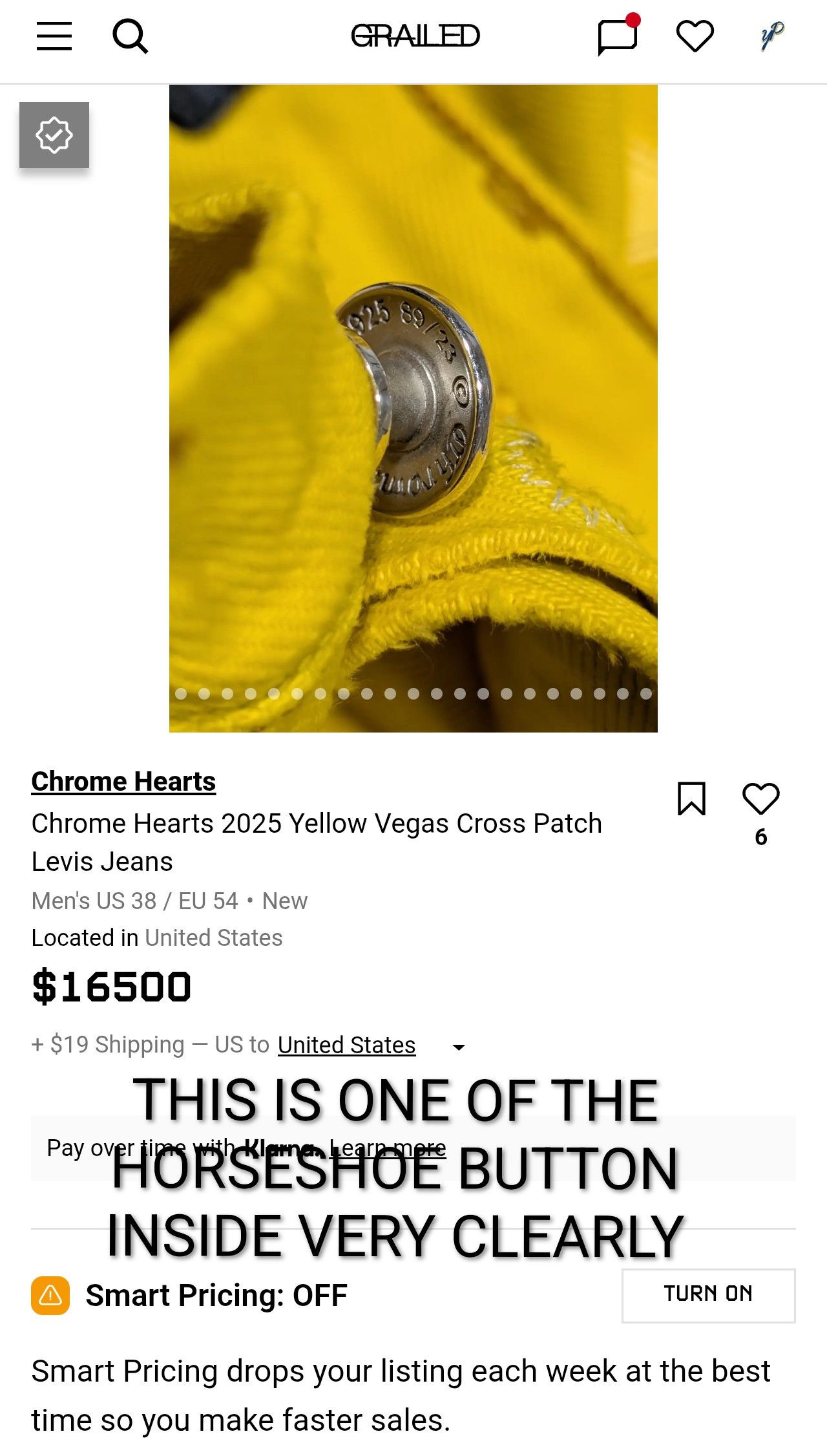 Chrome Hearts Chrome Hearts 2025 Yellow Vegas Cross Patch Levis Jeans Size US 38 / EU 54 - 24 Thumbnail