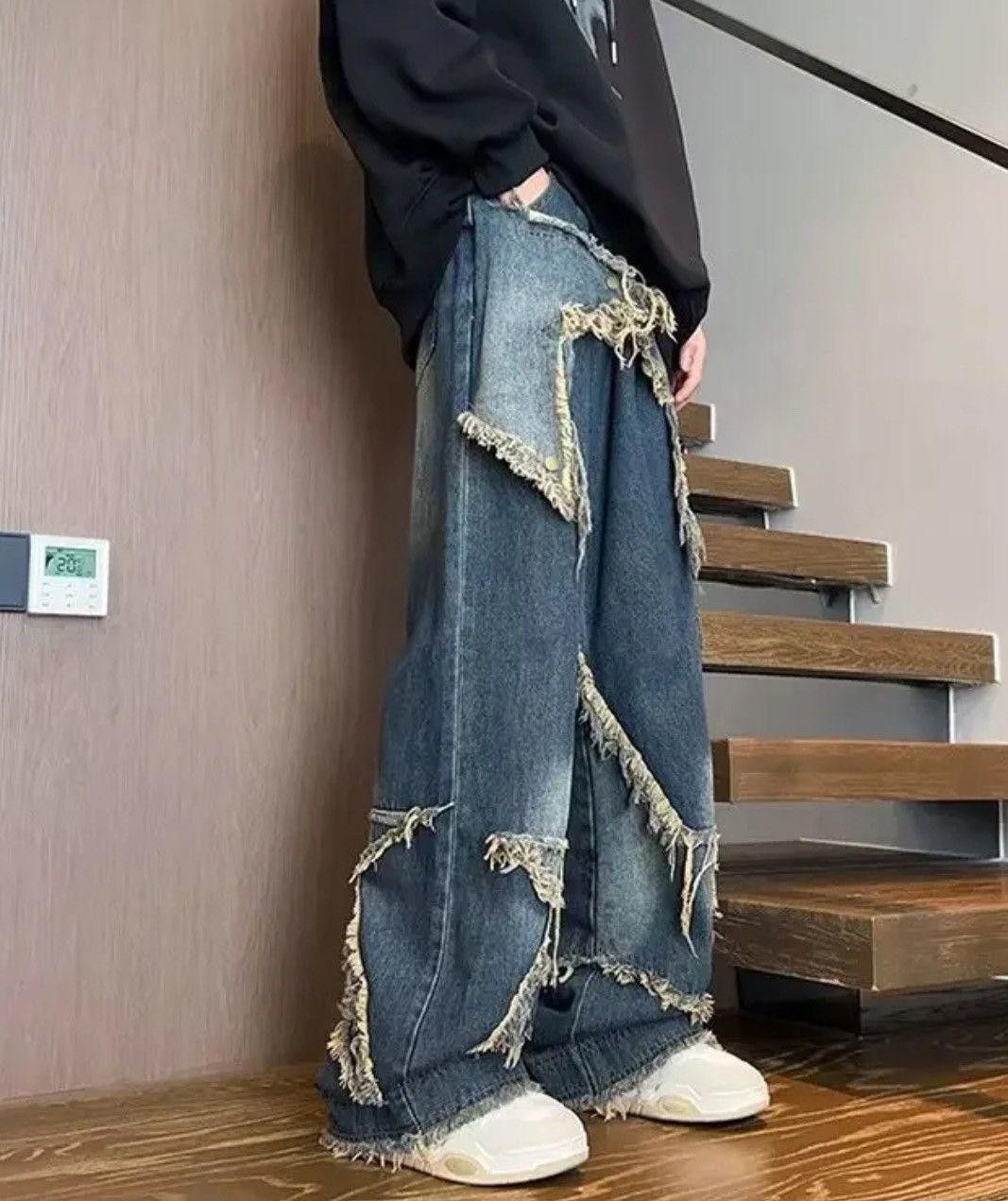 Jean Star Embroidered Jeans Size US 33 - 8 Thumbnail