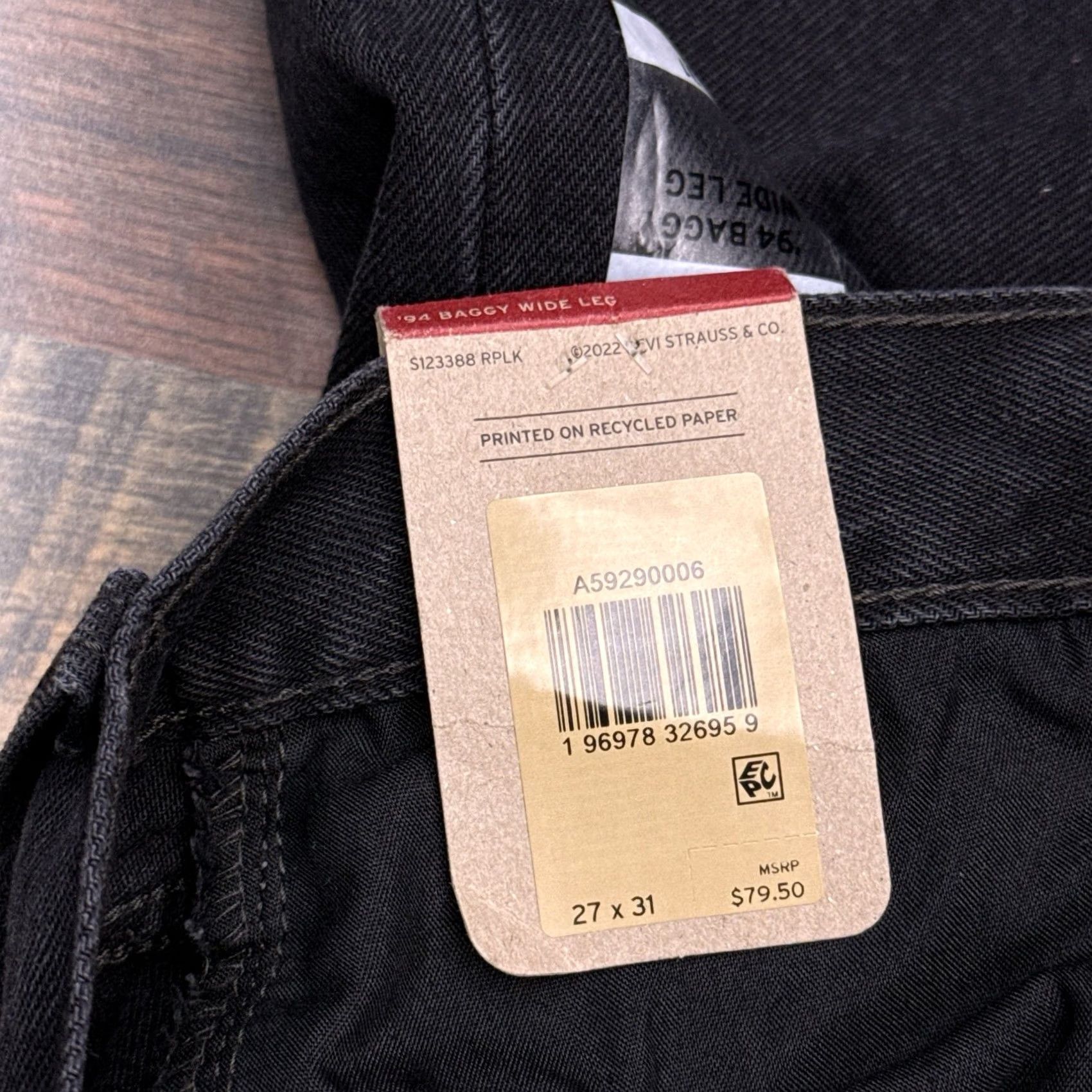 Levi's VINTAGE Levis 94 Baggy Wide Leg Jeans Womens 27 Black 27x31 Mid Rise New Size 27" / US 4 / IT 40 - 7 Thumbnail