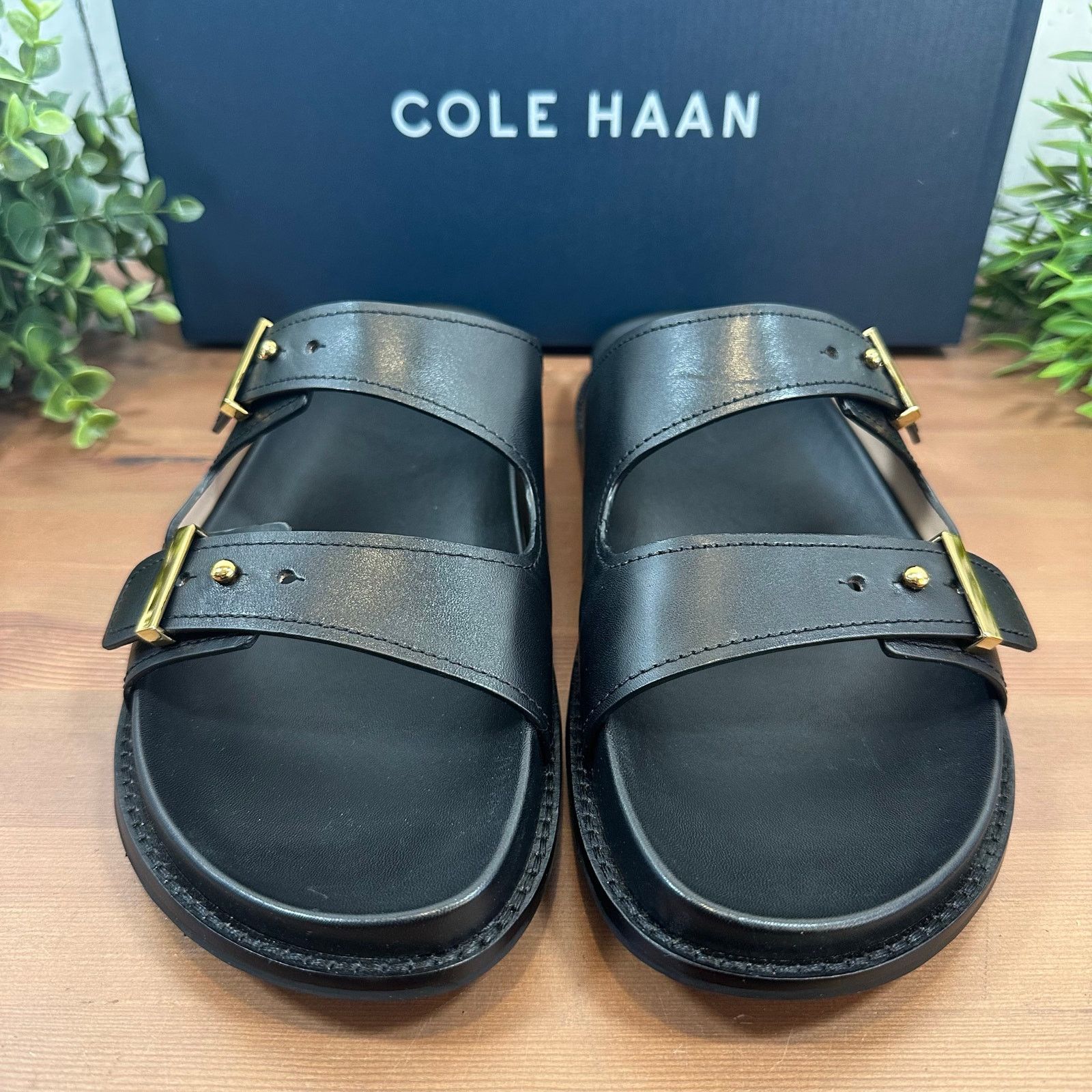 Cole Haan Cole Haan Marisol Footbed Sandals Black Leather Size 6 Size US 6 / IT 36 - 4 Thumbnail