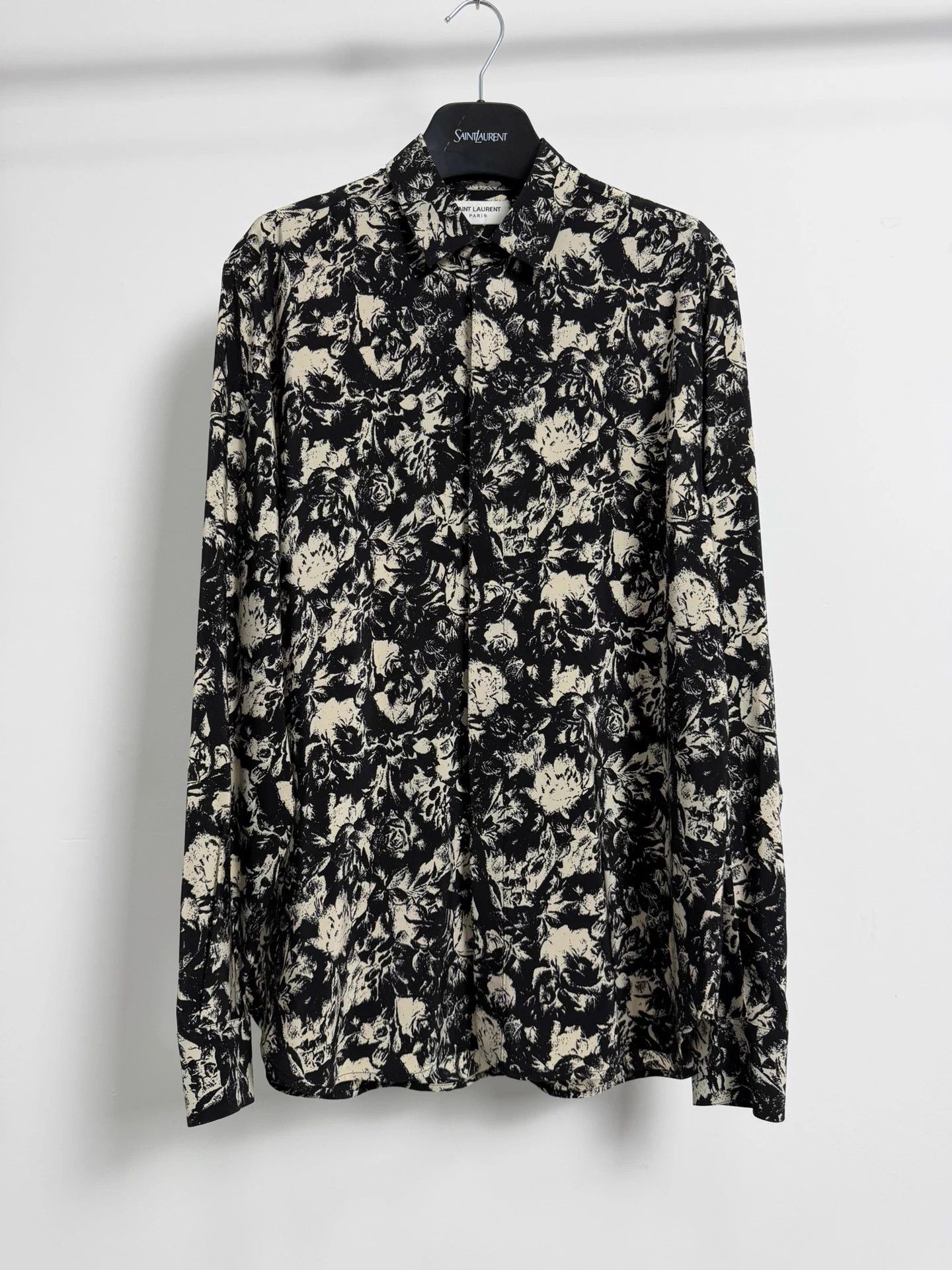 Saint Laurent Paris SLP 22ss Black Base Ivory Ombre Rose Shirt 39 Size US XXS / EU 40 - 1 Thumbnail