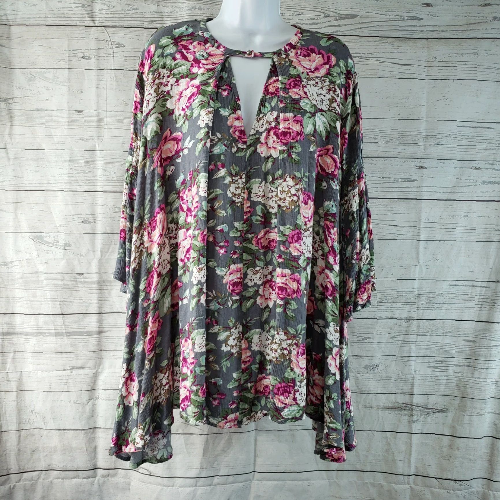 Vintage Umgee Womens Blouse Tunic Size S Pink Floral Cotton Blend Short Length Casual Vintage No Size S / US 4 / IT 40 - 2 Thumbnail