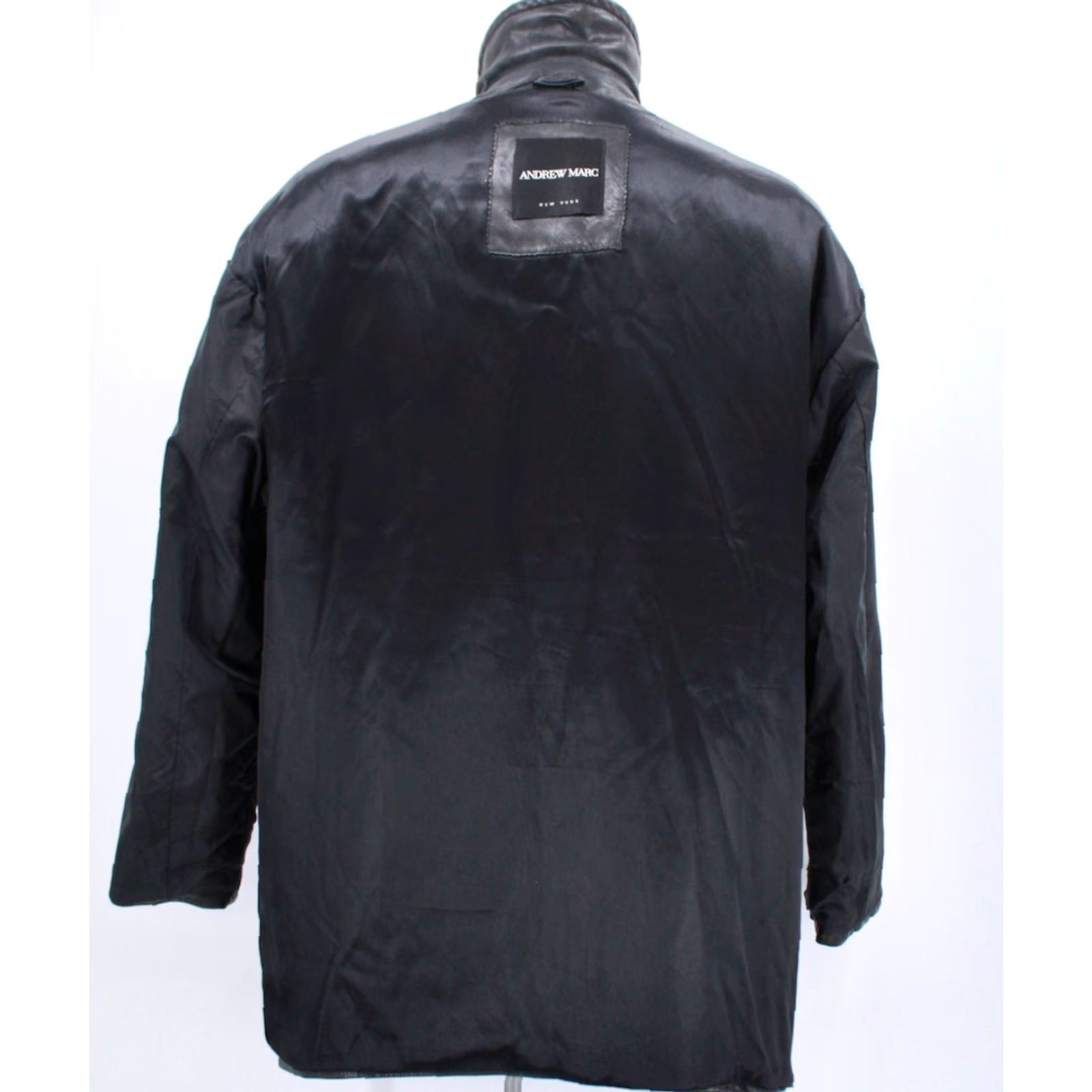 Andrew Marc Andrew Marc Leather Jacket Mens Pea Coat Jacket L Black 90s 2000s Vintage Size US L / EU 52-54 / 3 - 3 Thumbnail