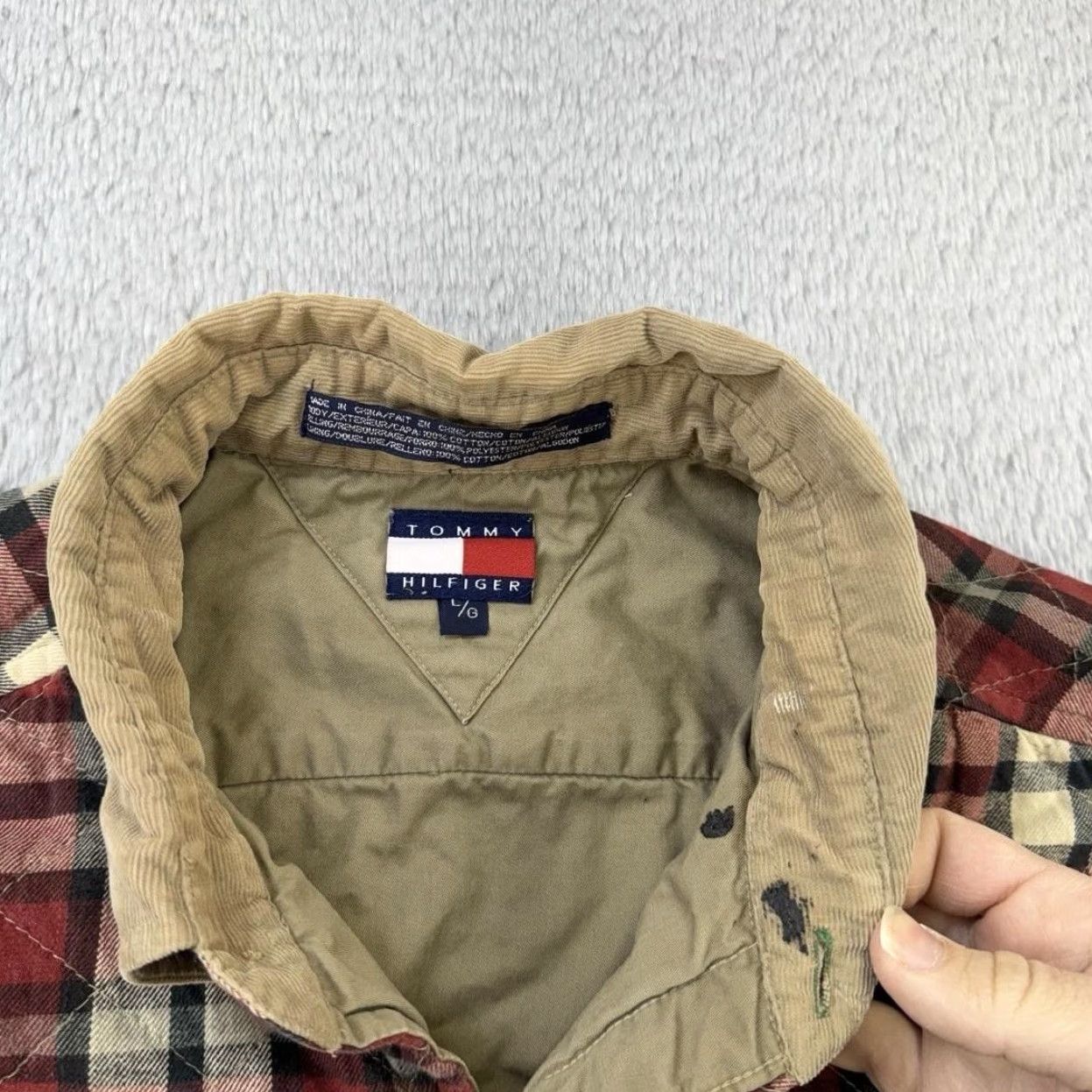 Tommy Hilfiger Tommy Hilfiger Shirt Mens Large Plaid Ranger Quilted Flannel Corduroy Collar Size US L / EU 52-54 / 3 - 4 Thumbnail
