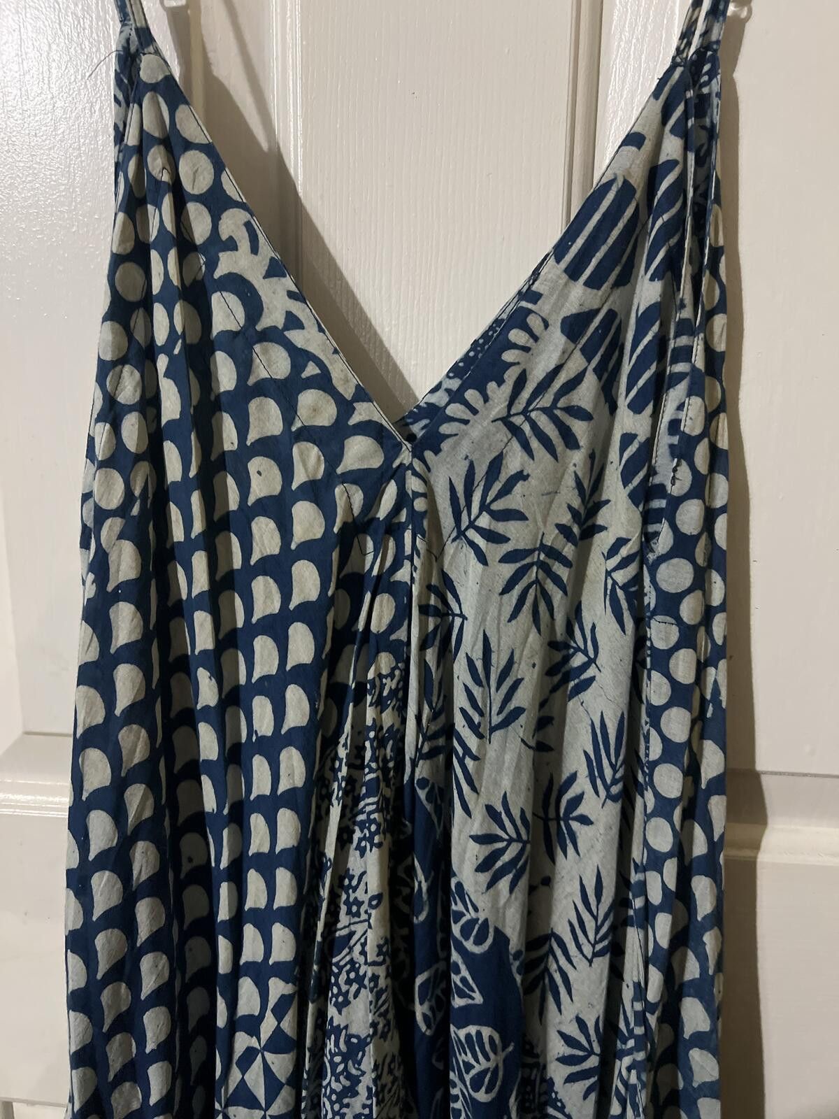 Other Wold Market Boho Style Blue White Patchwork Romper L/XL Size 40" / US 18 - 3 Thumbnail