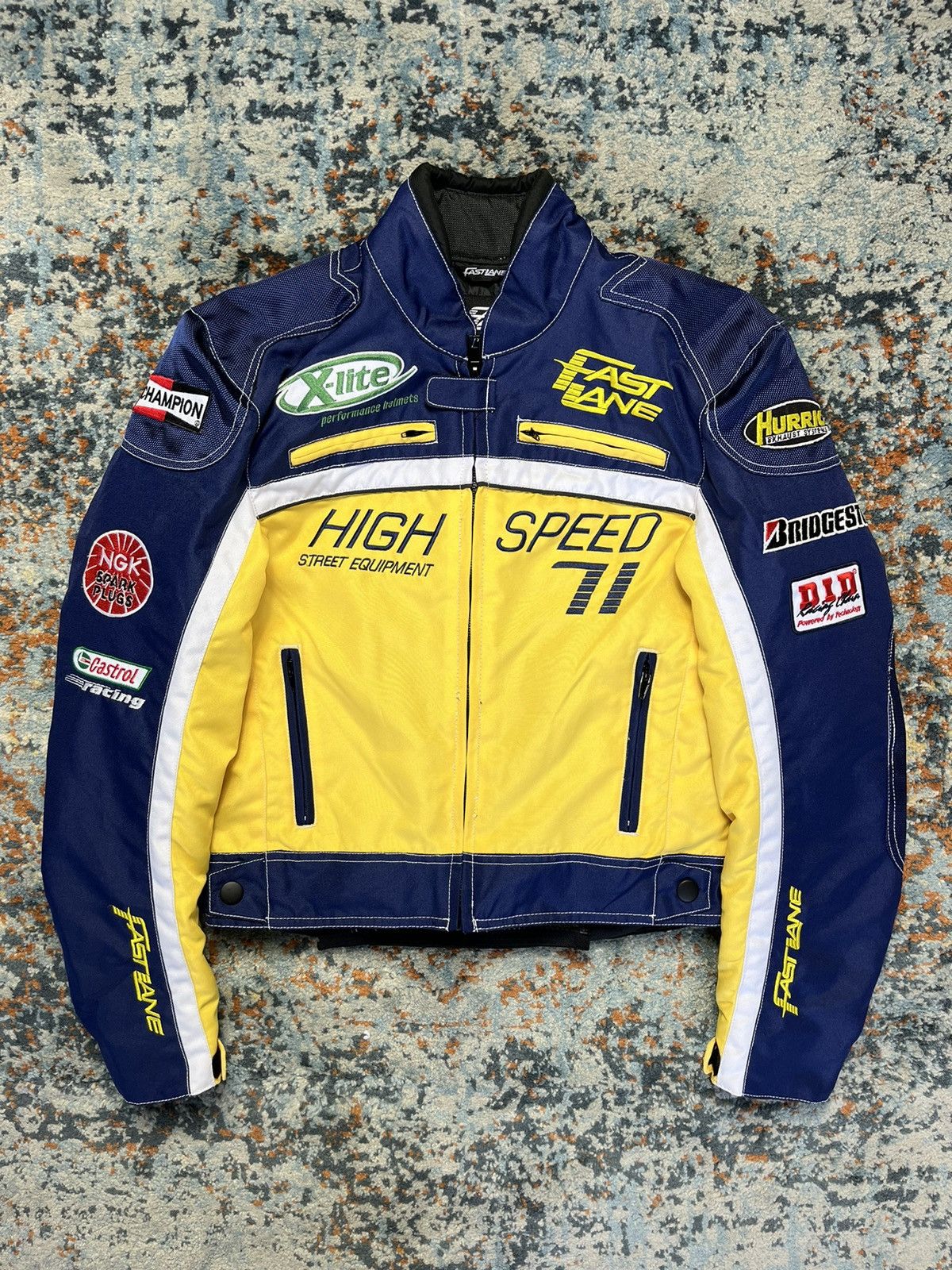 image of Og Vintage 90's Fast Lane High Speed Racing Jacket Biker in Yellow, Men's (Size XS)