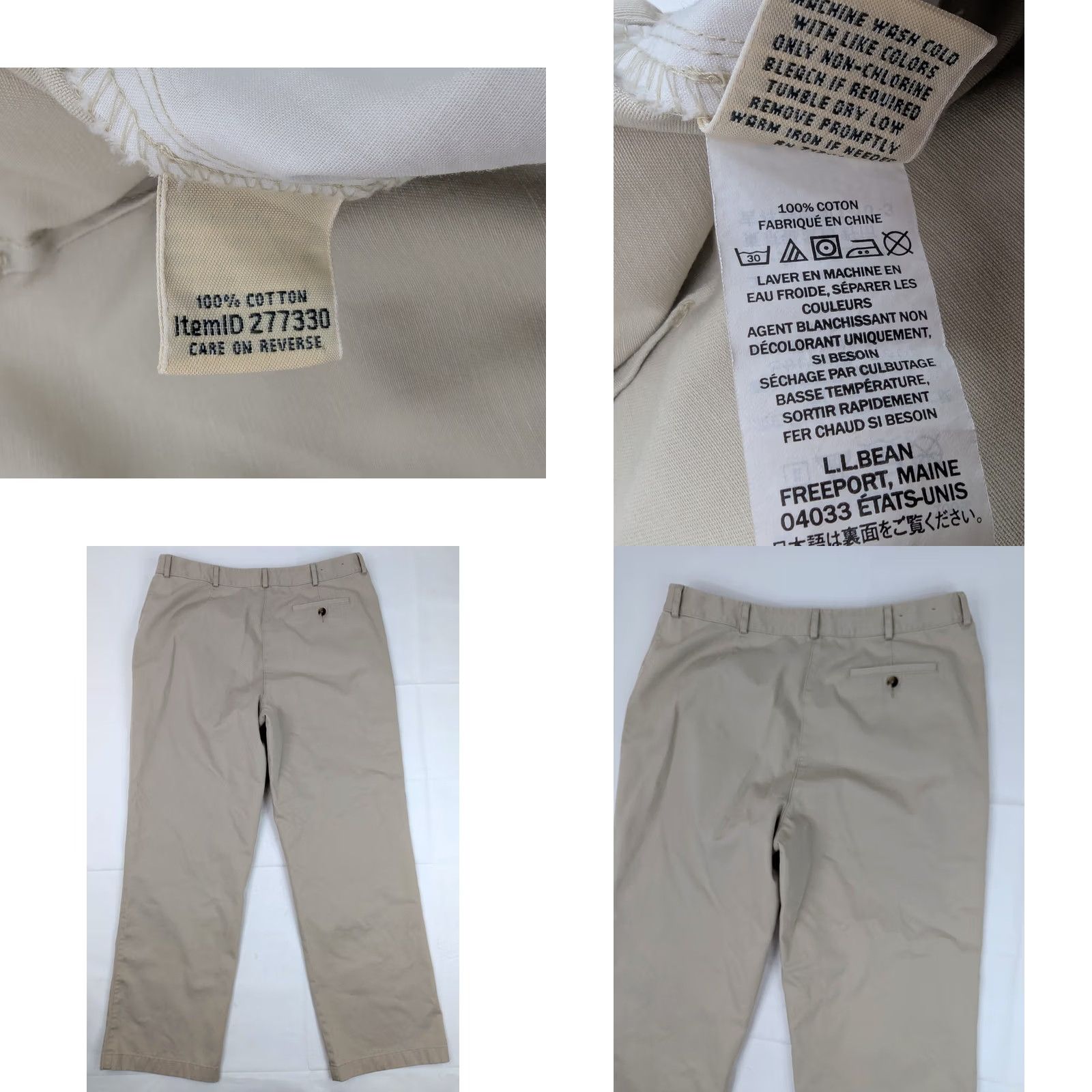 Vintage L.L. Bean Bayside Classic Fit Chino Straight Pants Women 16 Beige Stretch Flat Front SS16 Size 38" / US 16 / IT 52 - 8 Thumbnail