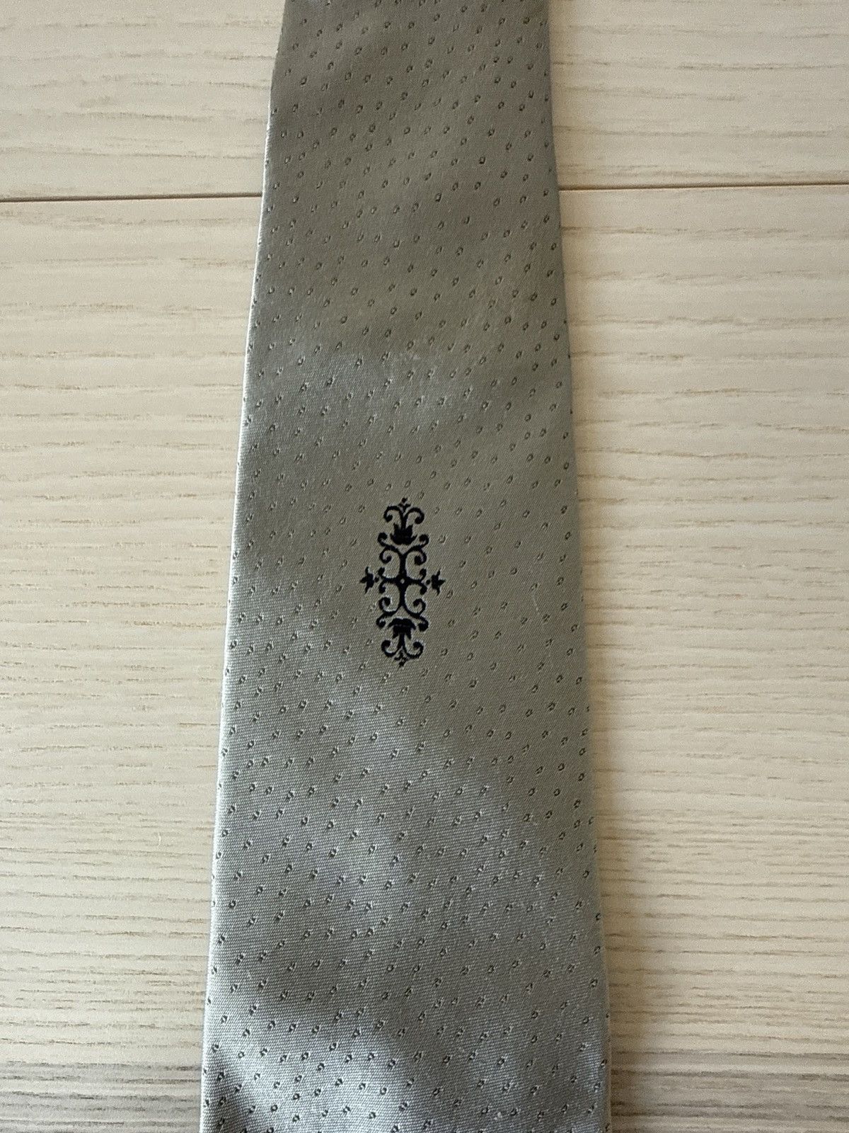Yohji Yamamoto VTG Yohji Yamamoto Pour Homme Silver Silk Tie Size ONE SIZE - 4 Thumbnail