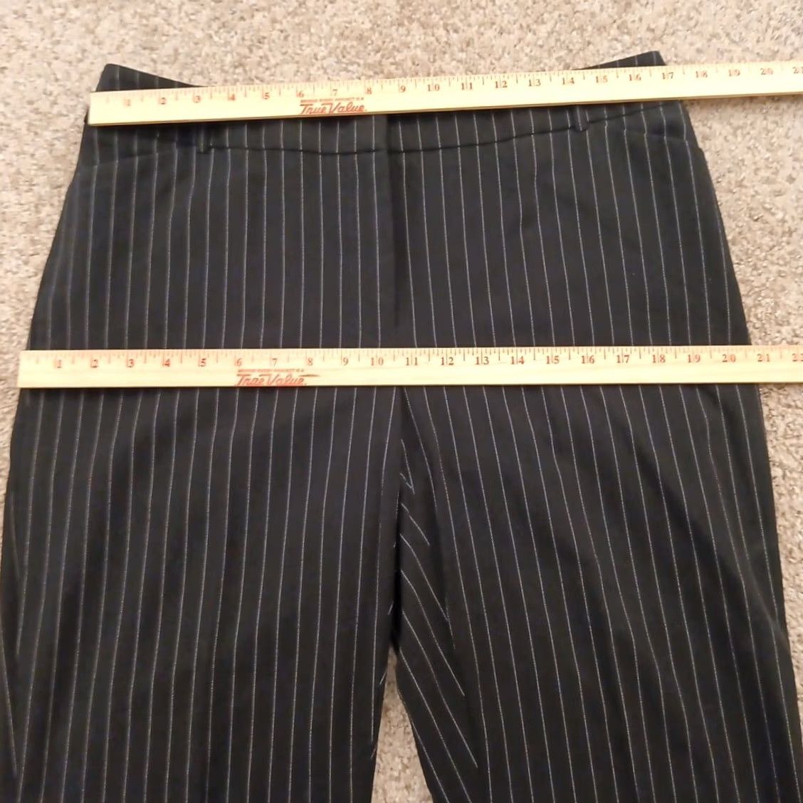 Vintage Apostrophe Dress Pants Womens Size 14 Black Striped 34x31 Mid Rise Stretch Flat Front Pants Women Size 36" / US 14 / IT 50 - 2 Thumbnail