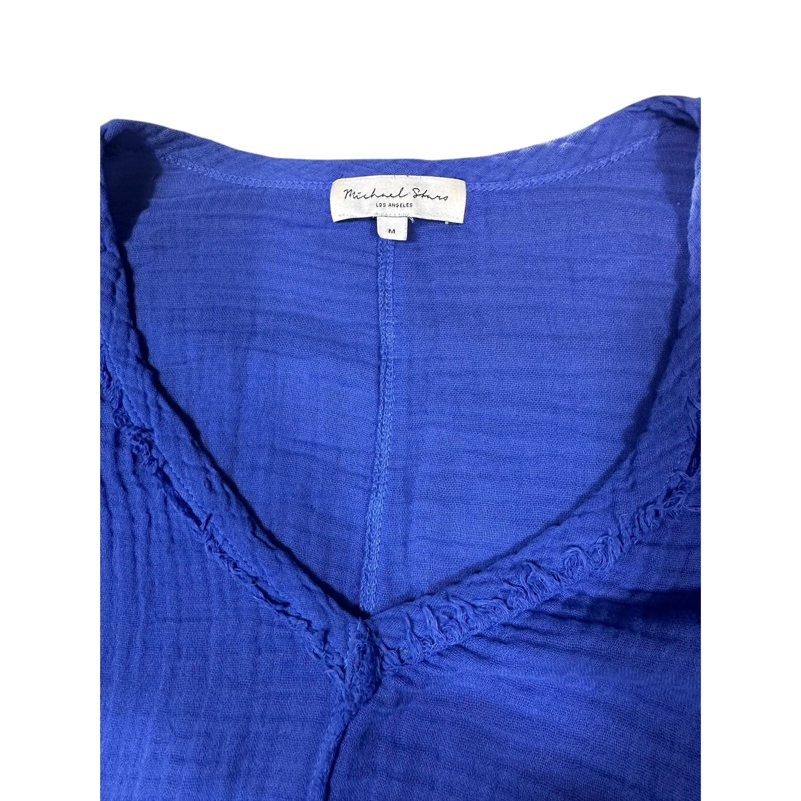 Michael Stars Michael Stars Blue Gauze Cotton V-Neck Top Size M Size M / US 6-8 / IT 42-44 - 4 Thumbnail