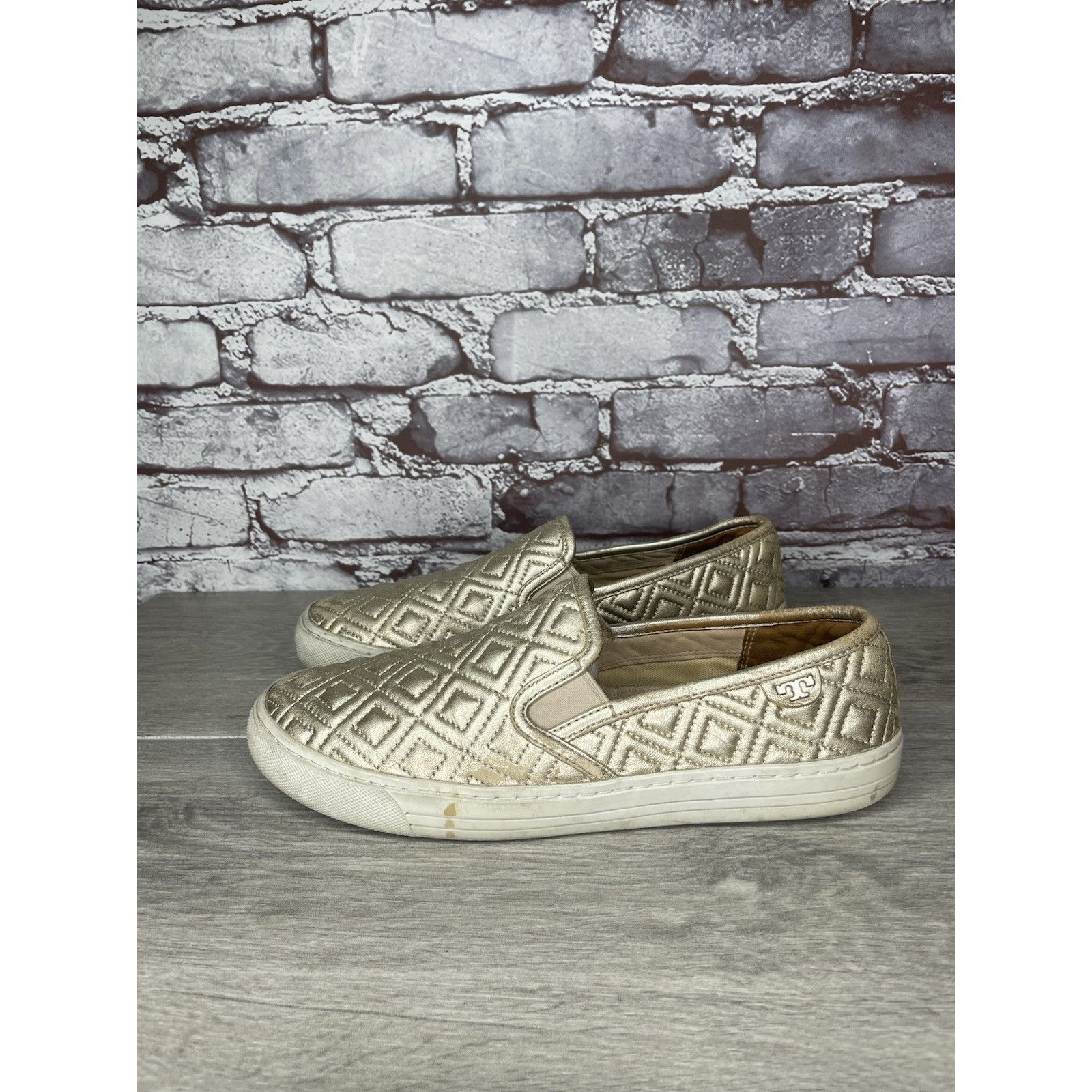 Tory Burch Tory Burch Jesse Quilted Tennis French Gold Leather Shoes Wo Size US 8.5 / IT 38.5 - 1 Thumbnail