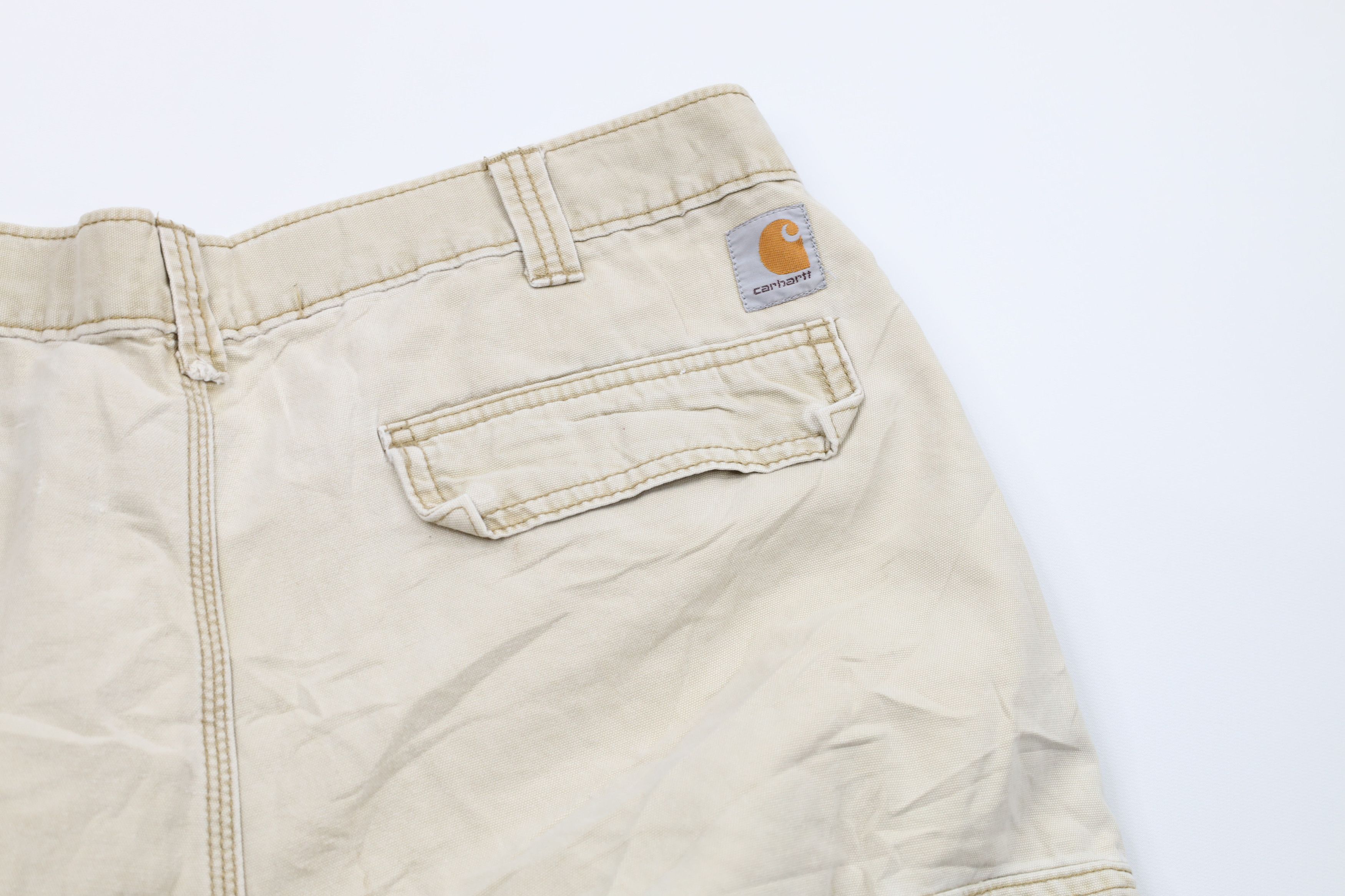 Carhartt × Vintage Vintage Carhartt Spell Distressed Wide Leg Cargo Pants Beige Size 38 - 13 Thumbnail