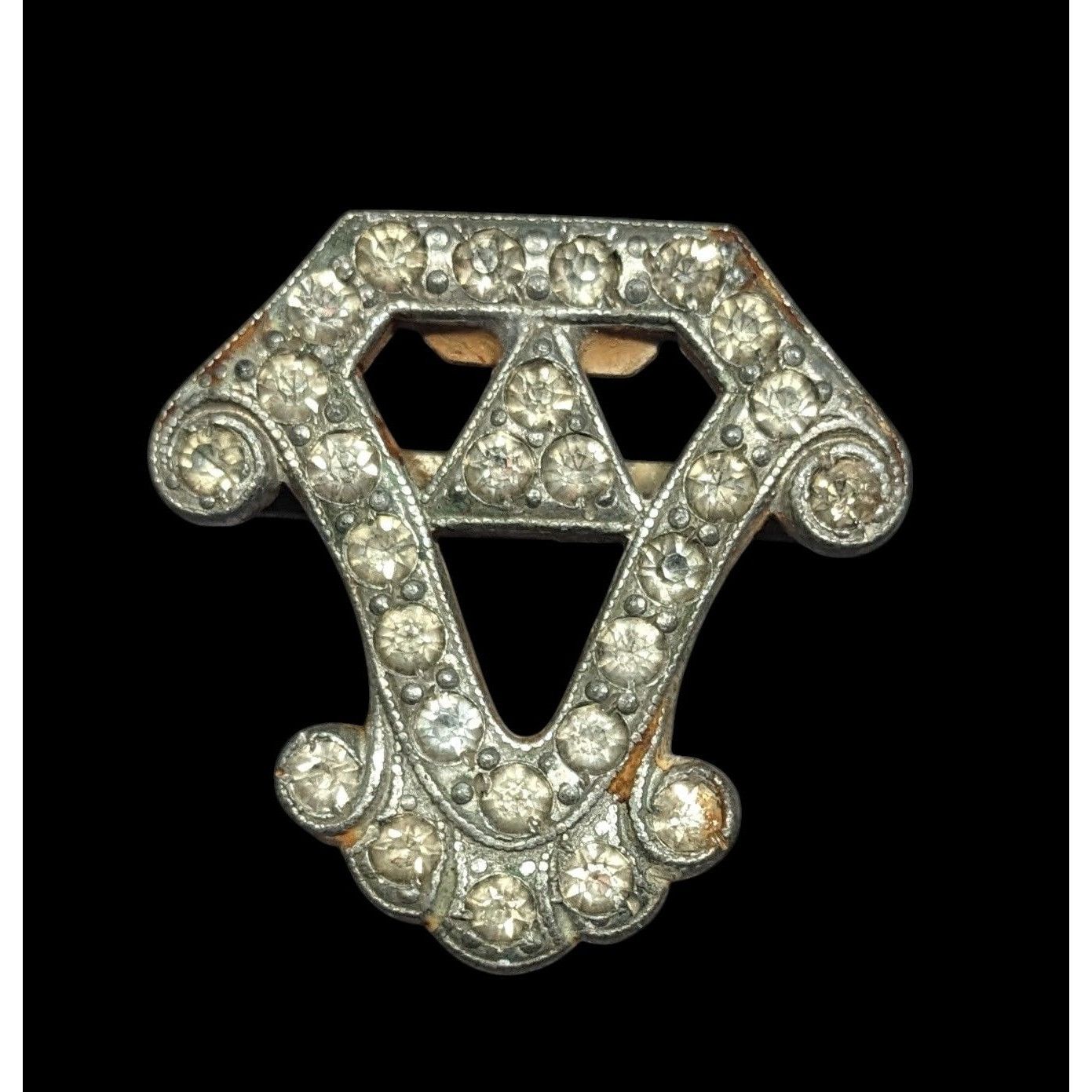 Other Antique Art Deco Rhinestone Silver Tone Dress Clip Size ONE SIZE - 1 Thumbnail