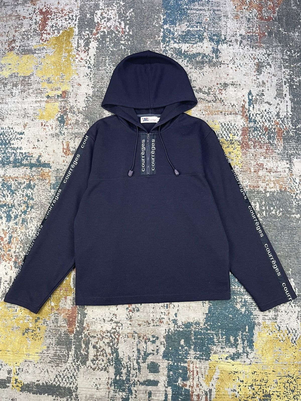 Courreges Courreges Zip Up Side Tape Pull Over Hoodies Size M / US 6-8 / IT 42-44 - 1 Thumbnail