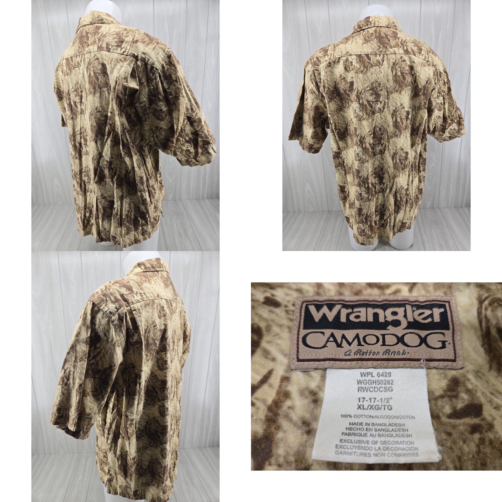 Wrangler VINTAGE Wrangler CAMODOG Camouflage Button Shirt XL Size US XL / EU 56 / 4 - 8 Thumbnail