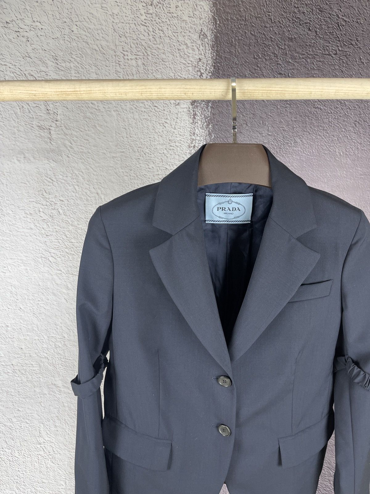 Prada Prada sleeve bondage navy women’s wool blazer 2 buttons Size M / US 6-8 / IT 42-44 - 3 Thumbnail
