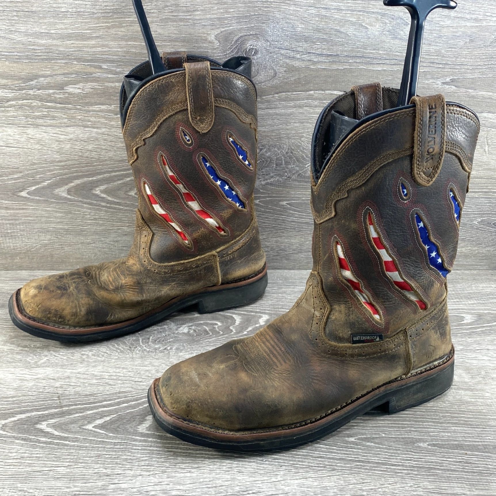 Vintage Wolverine Rancher Claw Mens 10.5 Brown Leather Square Steel Safety Toe Waterproof Cowboy Boots Boots Western Workwear Size US 10 / EU 43 - 6 Thumbnail