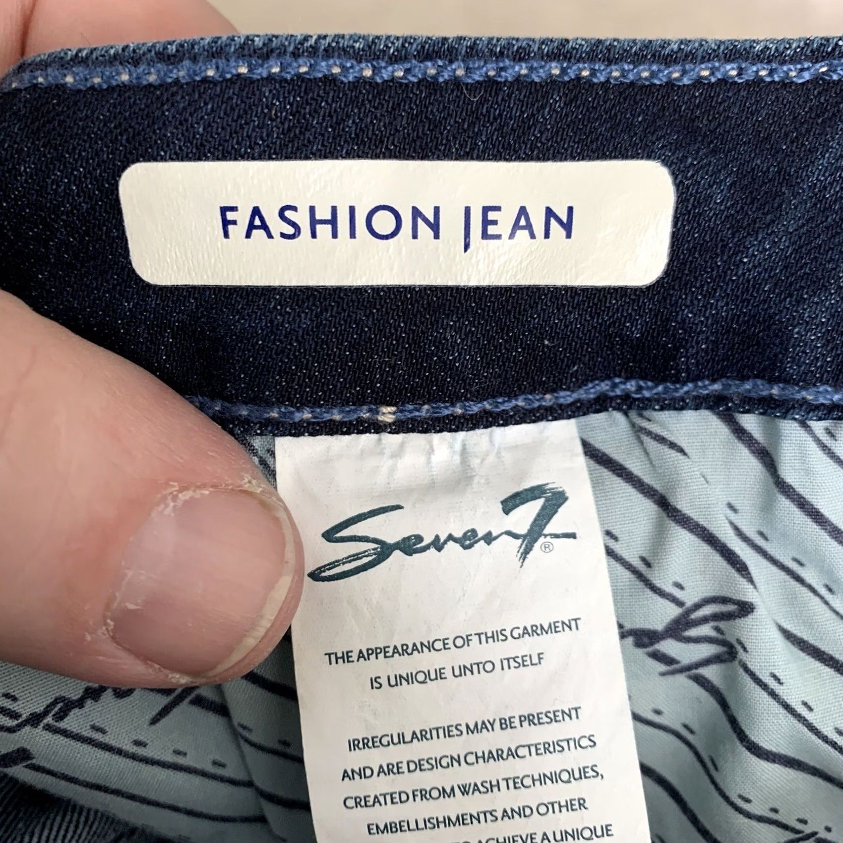 Vintage Seven7 Jeans crop Raw Hem Dark Wash Blue Denim Stretch Womens Sz 10 Fashion Jean Size 32" / US 10 / IT 46 - 4 Thumbnail