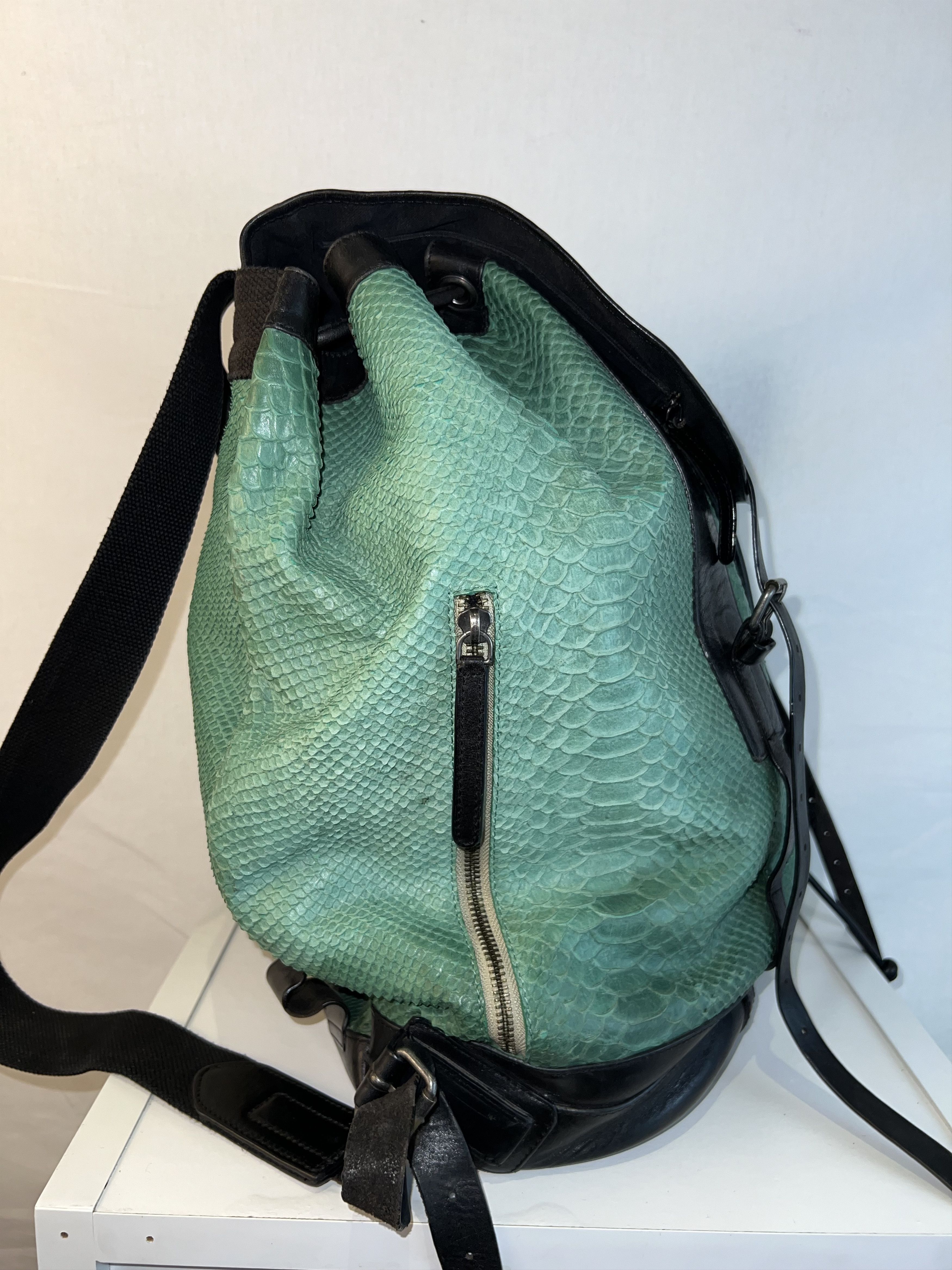 Dries Van Noten Dries Van Noten - Green Leather Payton Embossed XL Backpack Size ONE SIZE - 4 Thumbnail