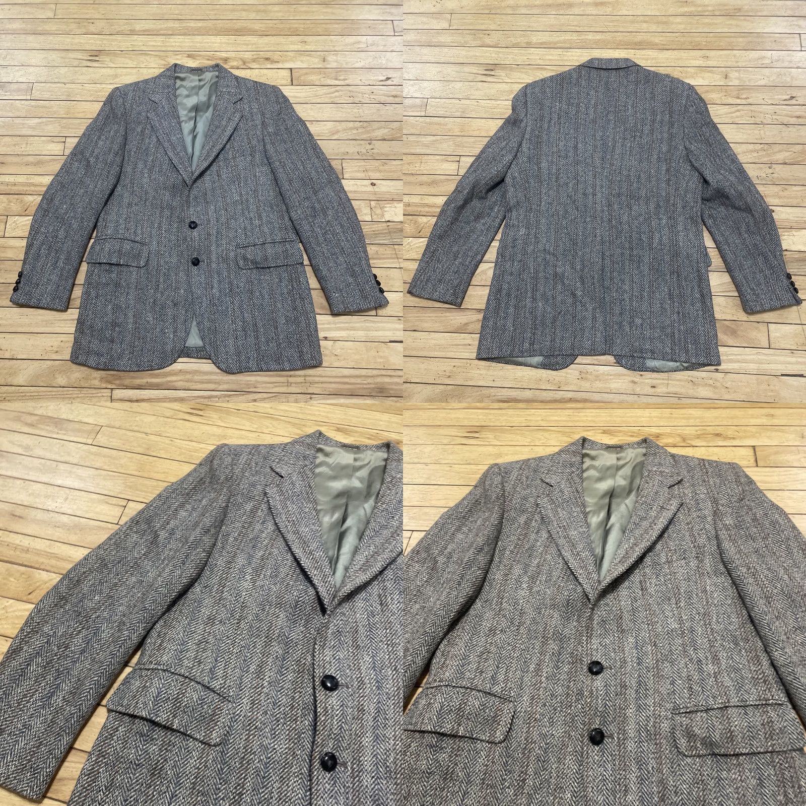 Harris Tweed VINTAGE Harris Tweed Sport Coat Men 40 Gray Herringbone Wool 2 Piece Single-Breasted Notch Lapel 1960s USA Brown/Blue/Orange Stripe Mens Size US XXS / EU 40 - 10 Thumbnail
