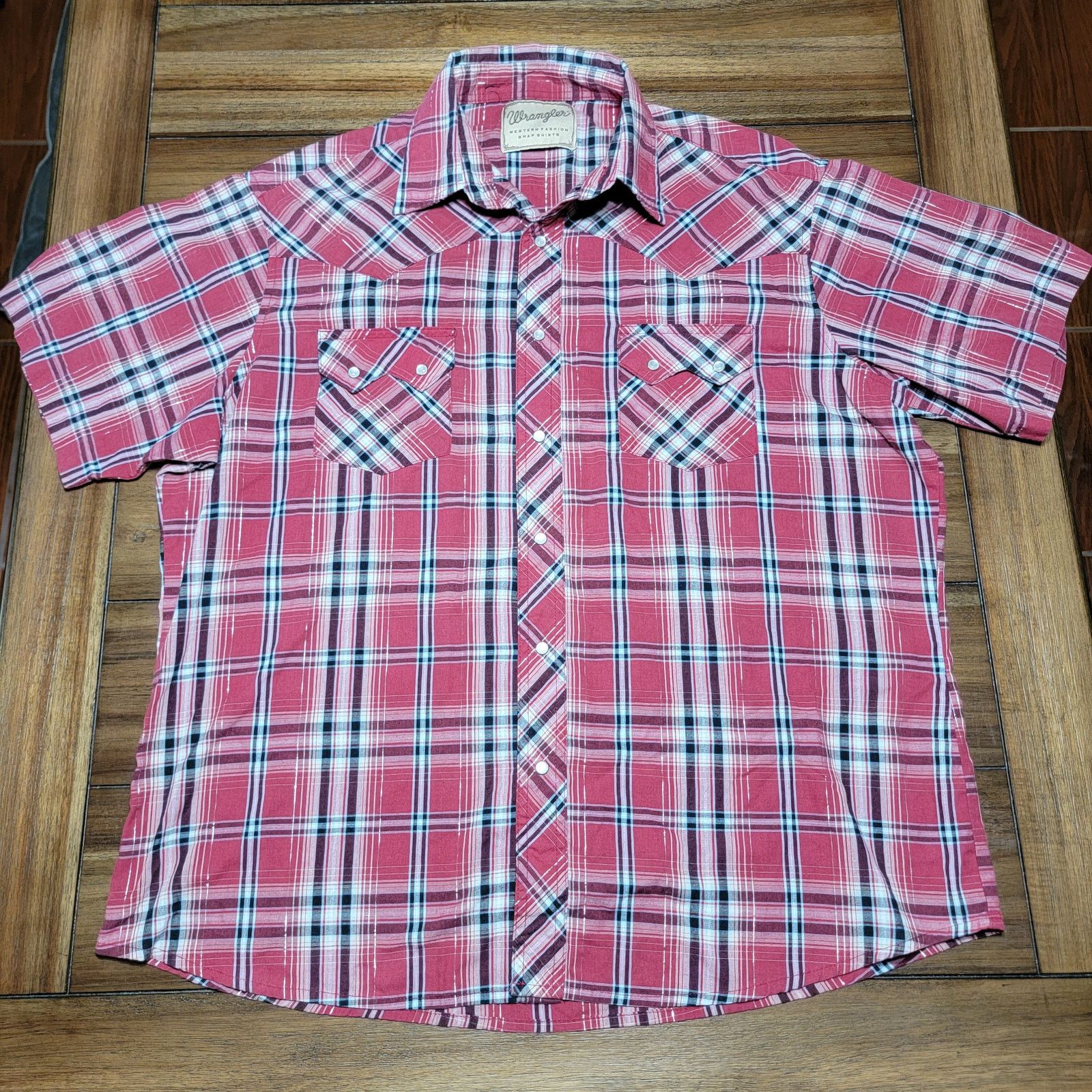 Wrangler Wrangler Red Plaid Western Shirt Pearl Snaps - Size 2XL Size US XXL / EU 58 / 5 - 1 Thumbnail