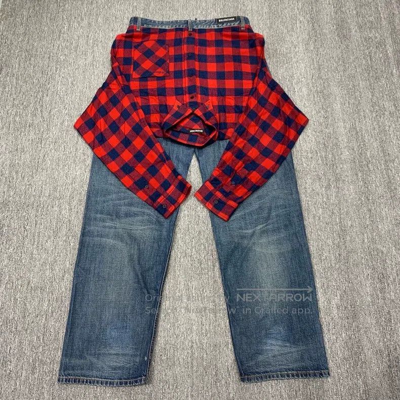 Balenciaga Balenciaga size M Patchwork Shirt Wide-Leg Destroyed Jeans Size US 27 - 2 Thumbnail