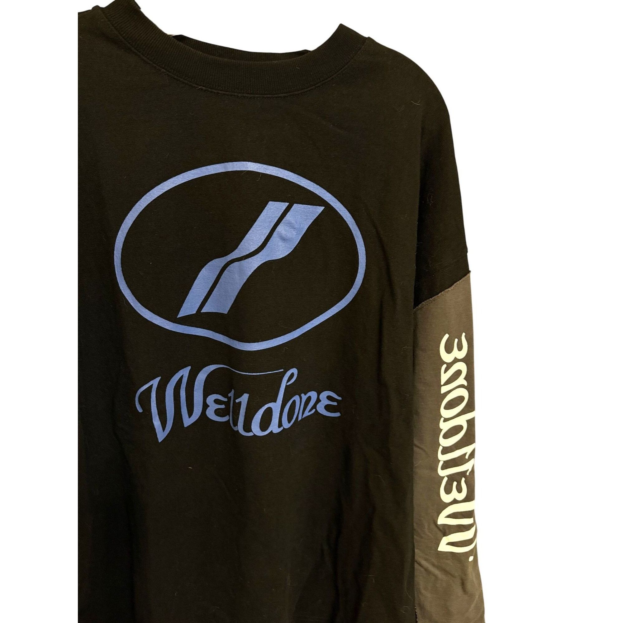 WE11DONE We11Done Black Long Sleeve Graphic Tee With Blue Logo Size US S / EU 44-46 / 1 - 4 Thumbnail
