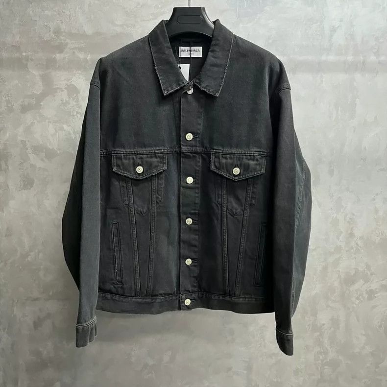Balenciaga Black Denim Jacket with Graffiti - dmc