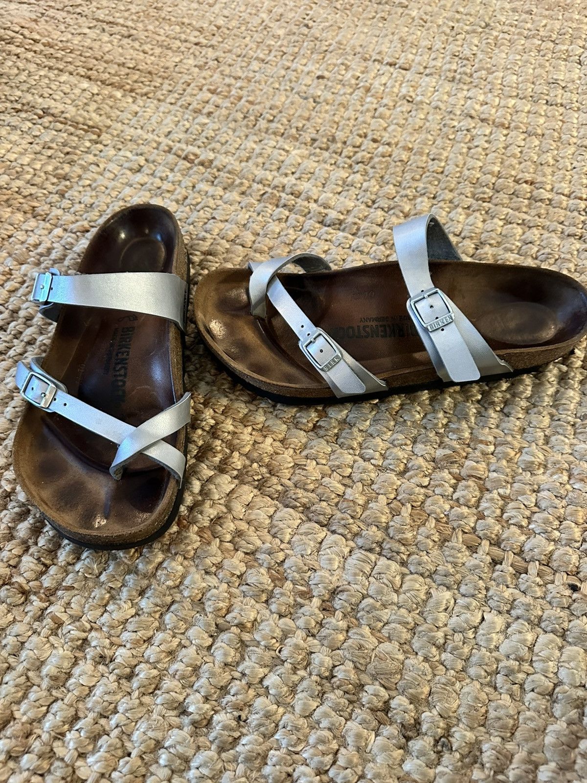 Birkenstock Birkenstock Unisex Mayari Silver Slip On Slide Sandal 40 Size US 10 / IT 40 - 3 Thumbnail
