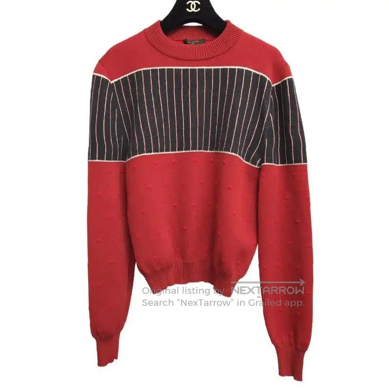 Louis Vuitton Louis Vuitton Red Wool Striped Sweater . Size S / US 4 / IT 40 - 2 Thumbnail