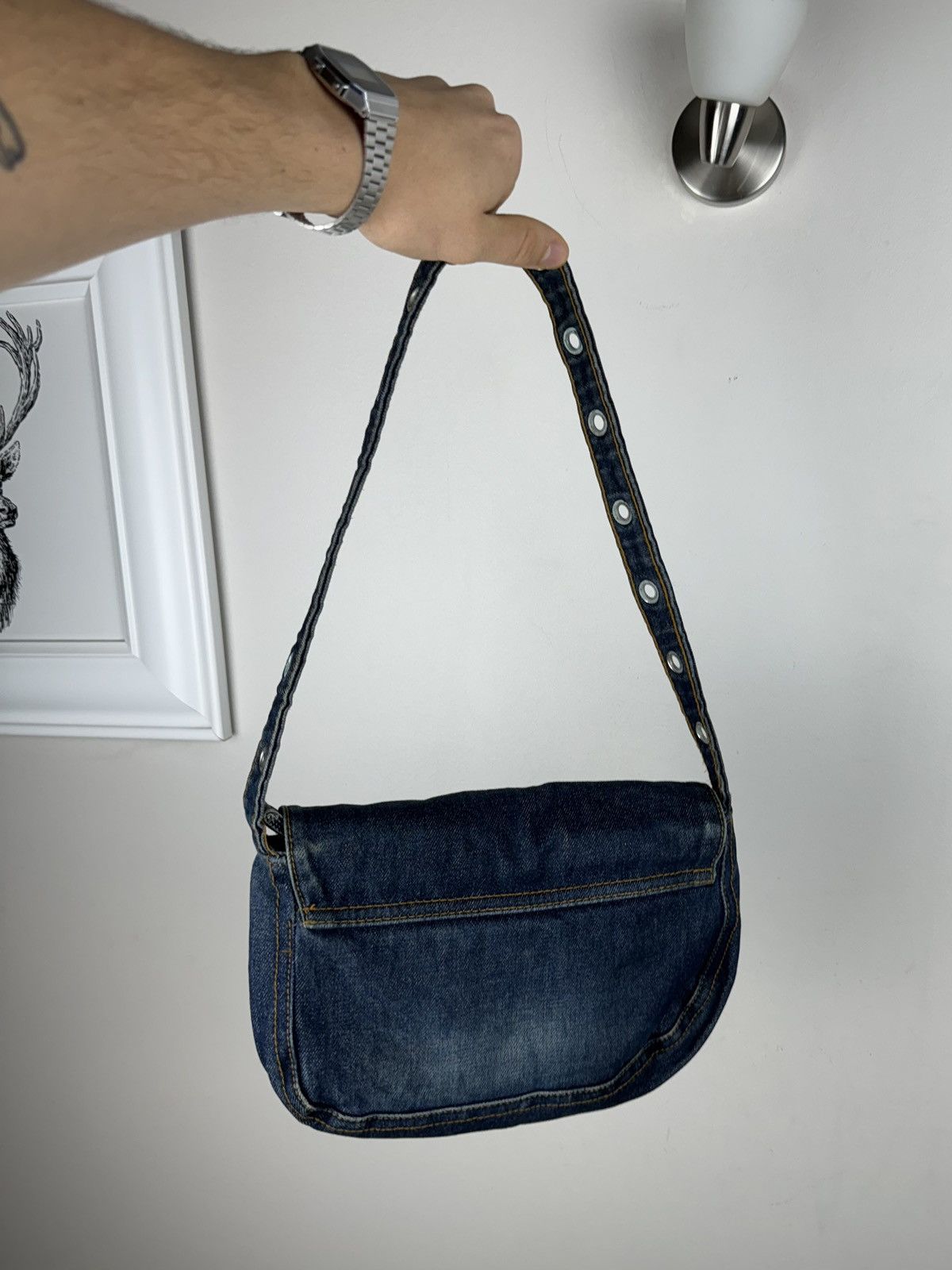 Evisu × Japanese Brand Denim shoulder bag Evisu y2k original casual luxury item Size ONE SIZE - 3 Thumbnail