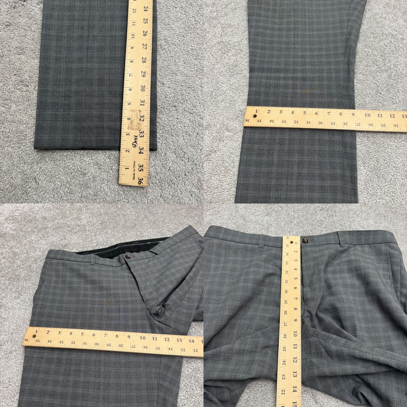 Vintage Sunwill Pants Mens 38L Gray Plaid Wool Blend Straight Trousers Dress Work Size US 38 / EU 54 - 9 Thumbnail