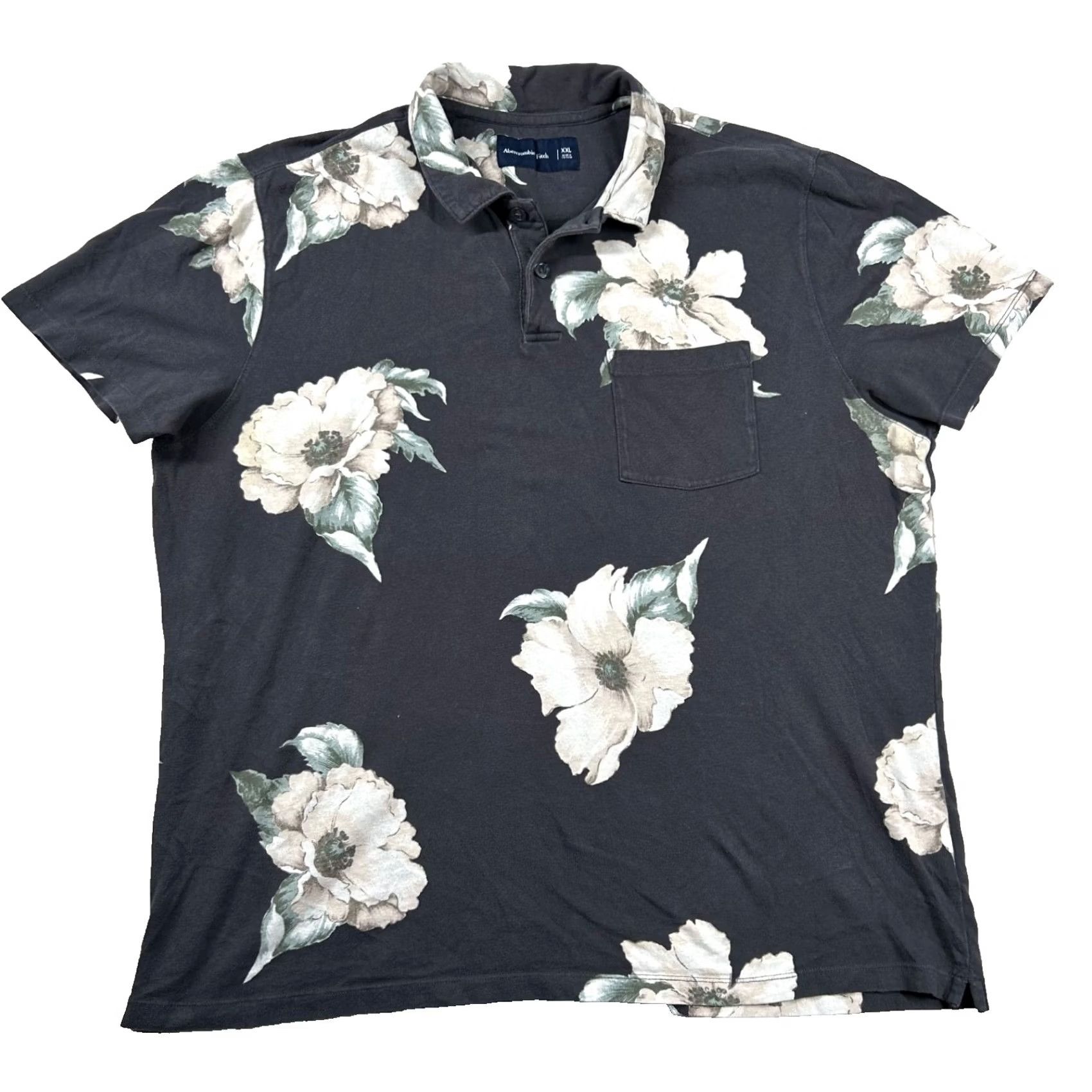 Abercrombie & Fitch Abercrombie & Fitch Shirt Mens 2XL Golf Polo Floral Beachy Slim Tropical Vintage No Flaw Gray Knit Short Sleeve Collared Button Spread Size US XXL / EU 58 / 5 - 2 Thumbnail