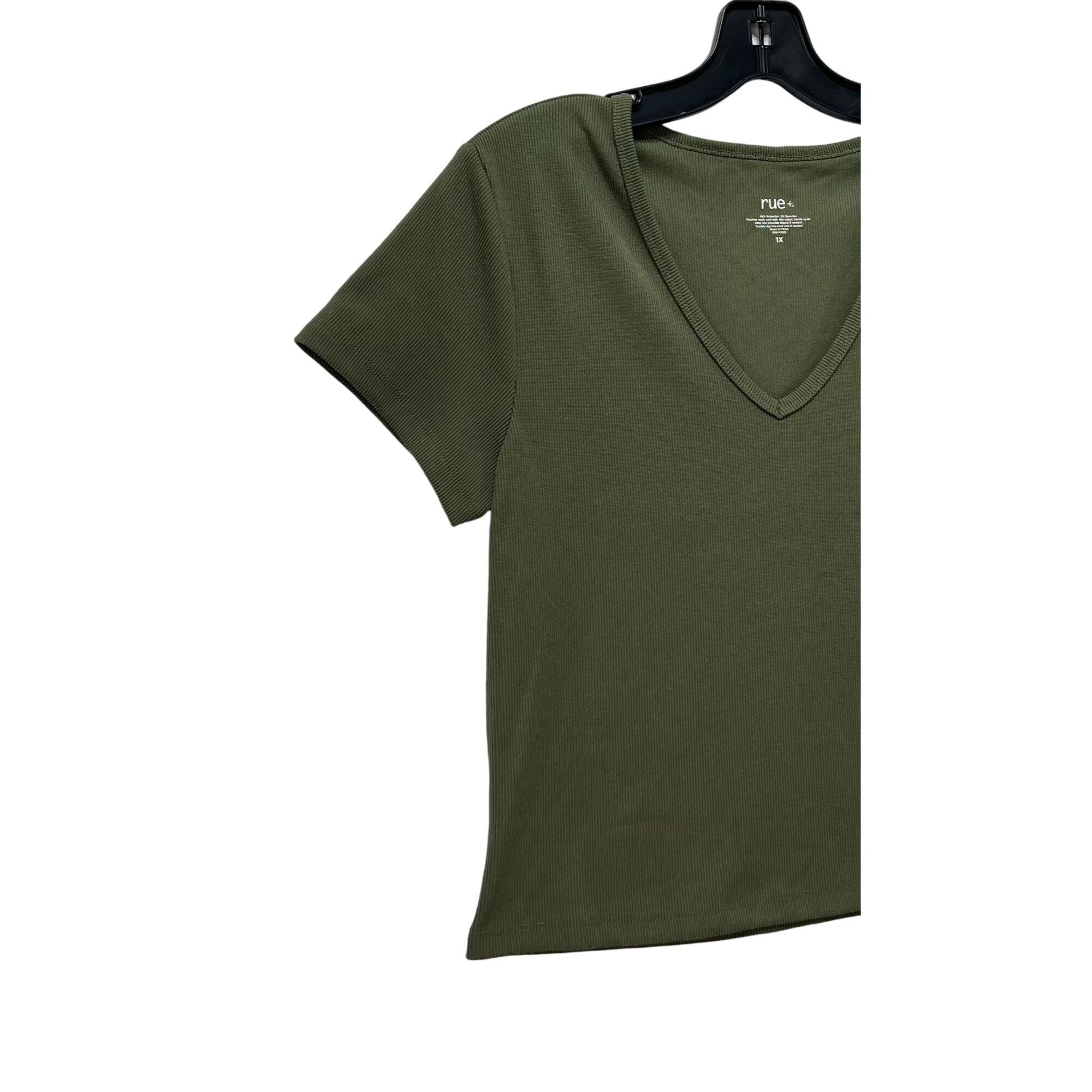 Other Rue + - Women's Short Sleeve Top - Green Olive - 1X Size XL / US 12-14 / IT 48-50 - 11 Thumbnail