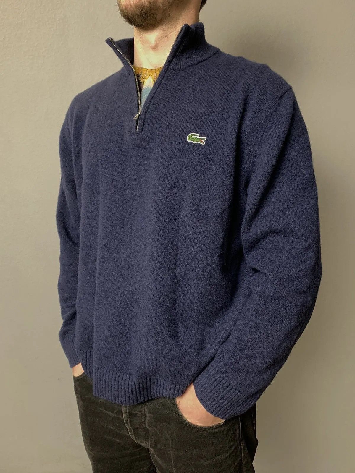 Japanese Brand × Lacoste 100%wool Lacoste 1/3 zip Logo Fleece Zip Sweatshirt M Size US M / EU 48-50 / 2 - 1 Thumbnail