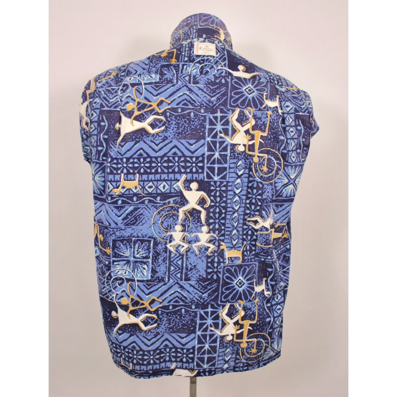 Vintage Nike Shirt Mens VTG 50s Blue Tiki Hawaiian Lanier M 1950s Cotton Lanier Loop Collar 1950s Hawaiian Shirt Mens Blue Cotton Lanier Vintage Shirt Size US M / EU 48-50 / 2 - 3 Thumbnail