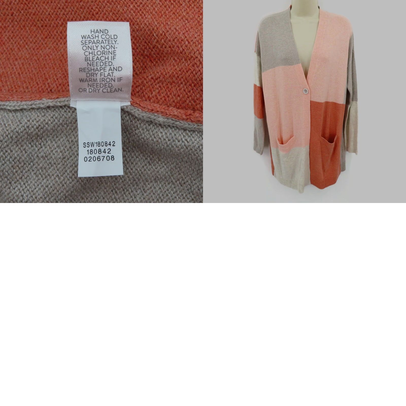 J. Jill J Jill Cardigan Sweater Petite Small PS SP Colorblock Orange Beige PureJill Size S / US 4 / IT 40 - 8 Thumbnail