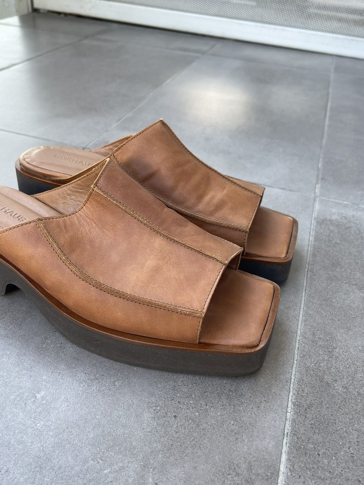 Eckhaus Latta !DS! SS23 Eckhaus Latta Tan Leather Men Slide M Size US 9 / EU 42 - 8 Thumbnail
