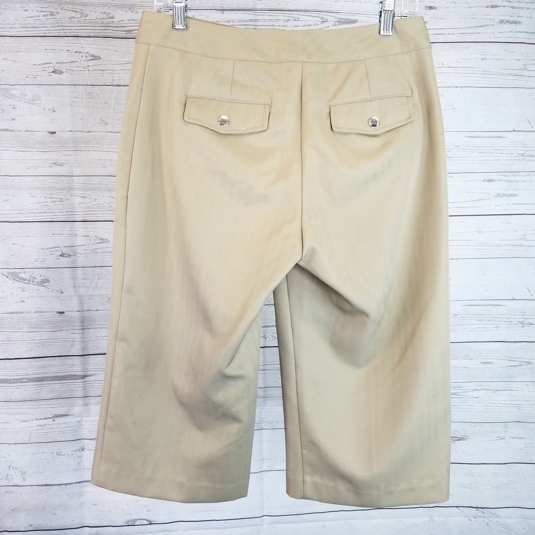 Izod VINTAGE IZOD XFG Womens Capri Pants Sz 6 Tan Mid Rise Polyester Crop Capris Womens 6 Brown Capris Mens? Size 28" / US 6 / IT 42 - 2 Thumbnail