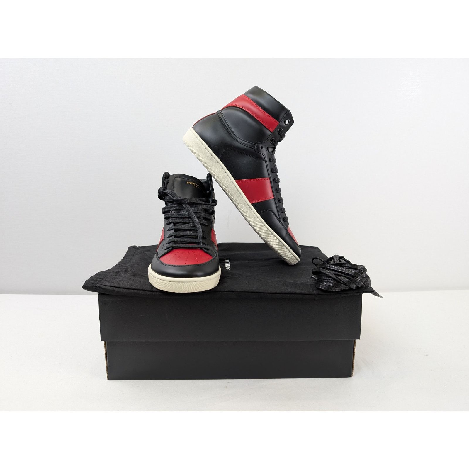 Saint Laurent Paris o1rshd1 Alpha Sigma SL10H Hi Top Sneakers in Red/Black Size US 10 / EU 43 - 18 Thumbnail