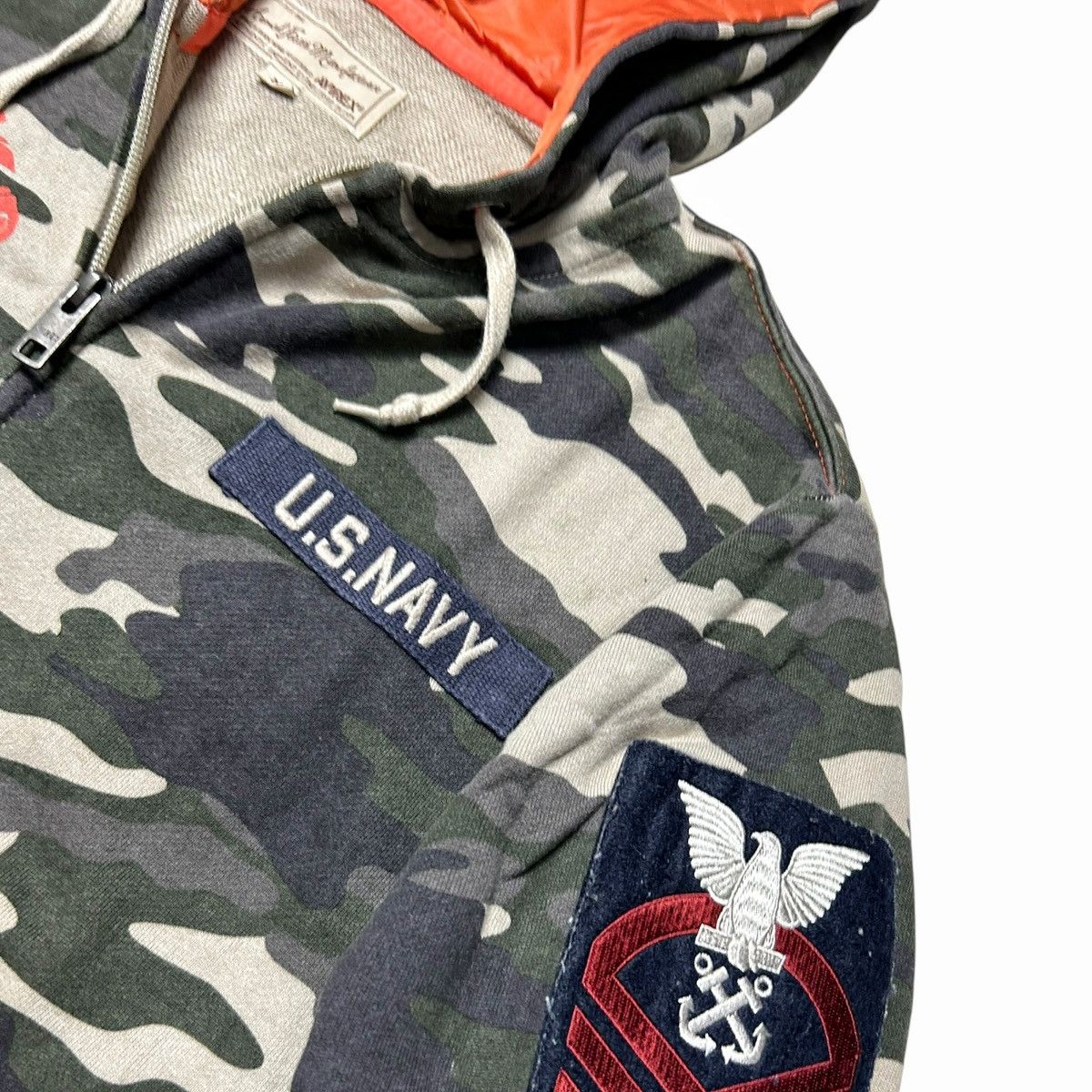 Avirex × If Six Was Nine × Le Grande Bleu (L.G.B.) Vintage 2000s Avirex Zip Up Hoodie Sweatshirt Camouflage USN Size US M / EU 48-50 / 2 - 7 Thumbnail