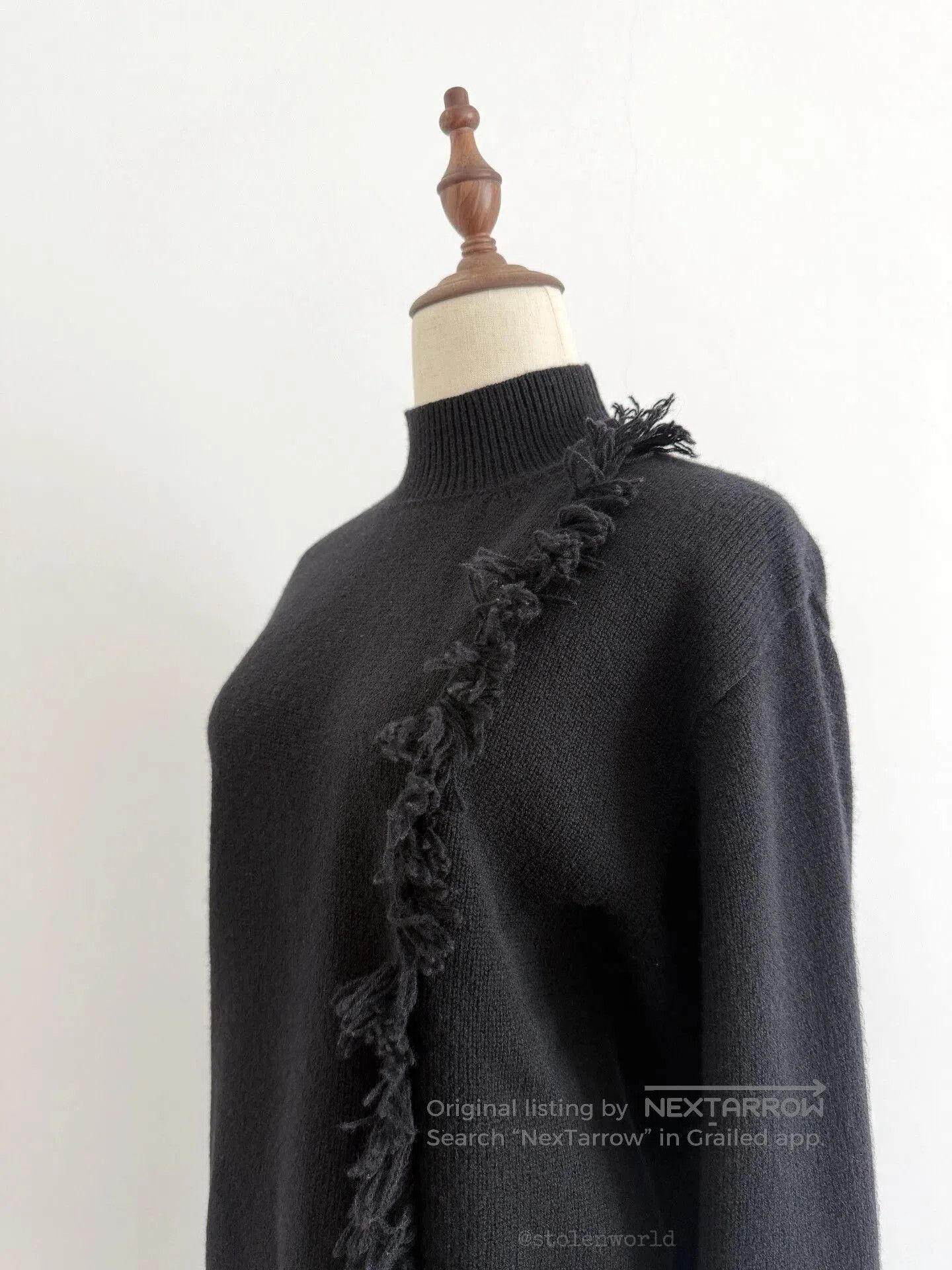 Y's black knitted high collar with tassel. Size L / US 10 / IT 46 - 7 Thumbnail