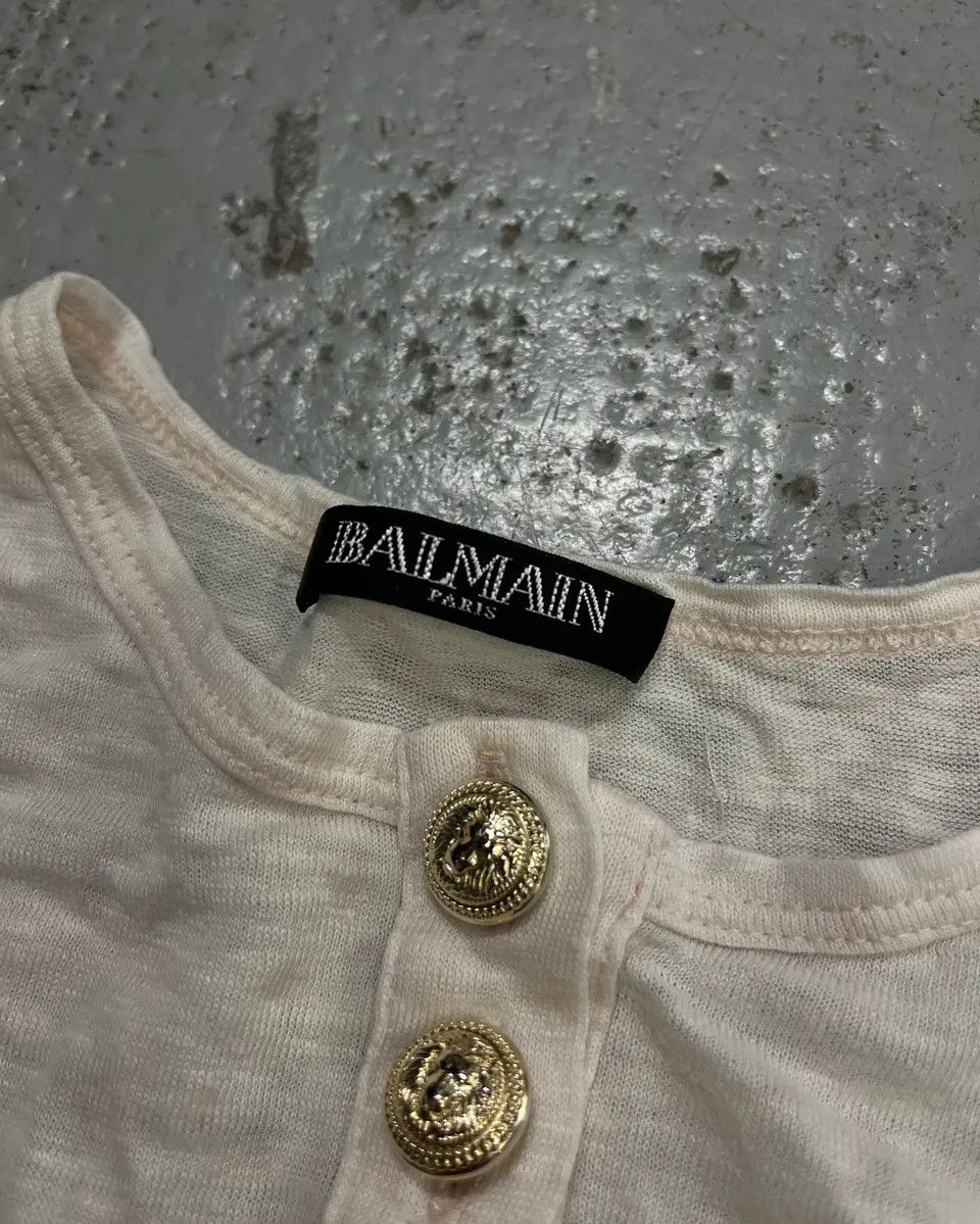 Balmain Balmain White Military Buttoned T-Shirt Size S / US 4 / IT 40 - 9 Thumbnail