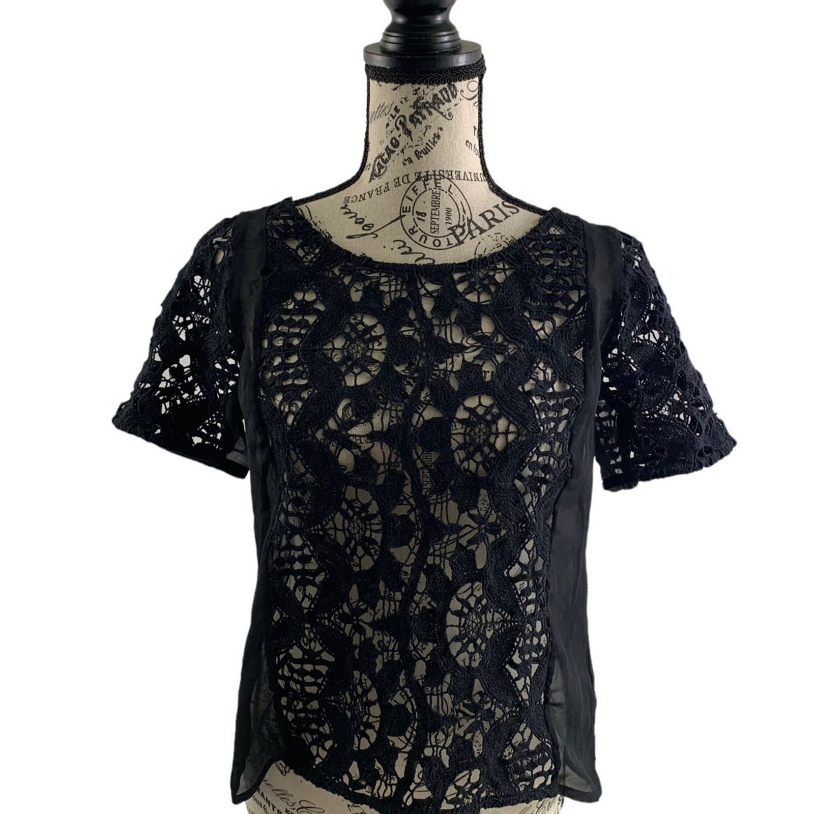 Other American Eagle Women’s Size XS Lace Top Black Sheer Size XS / US 0-2 / IT 36-38 - 9 Thumbnail