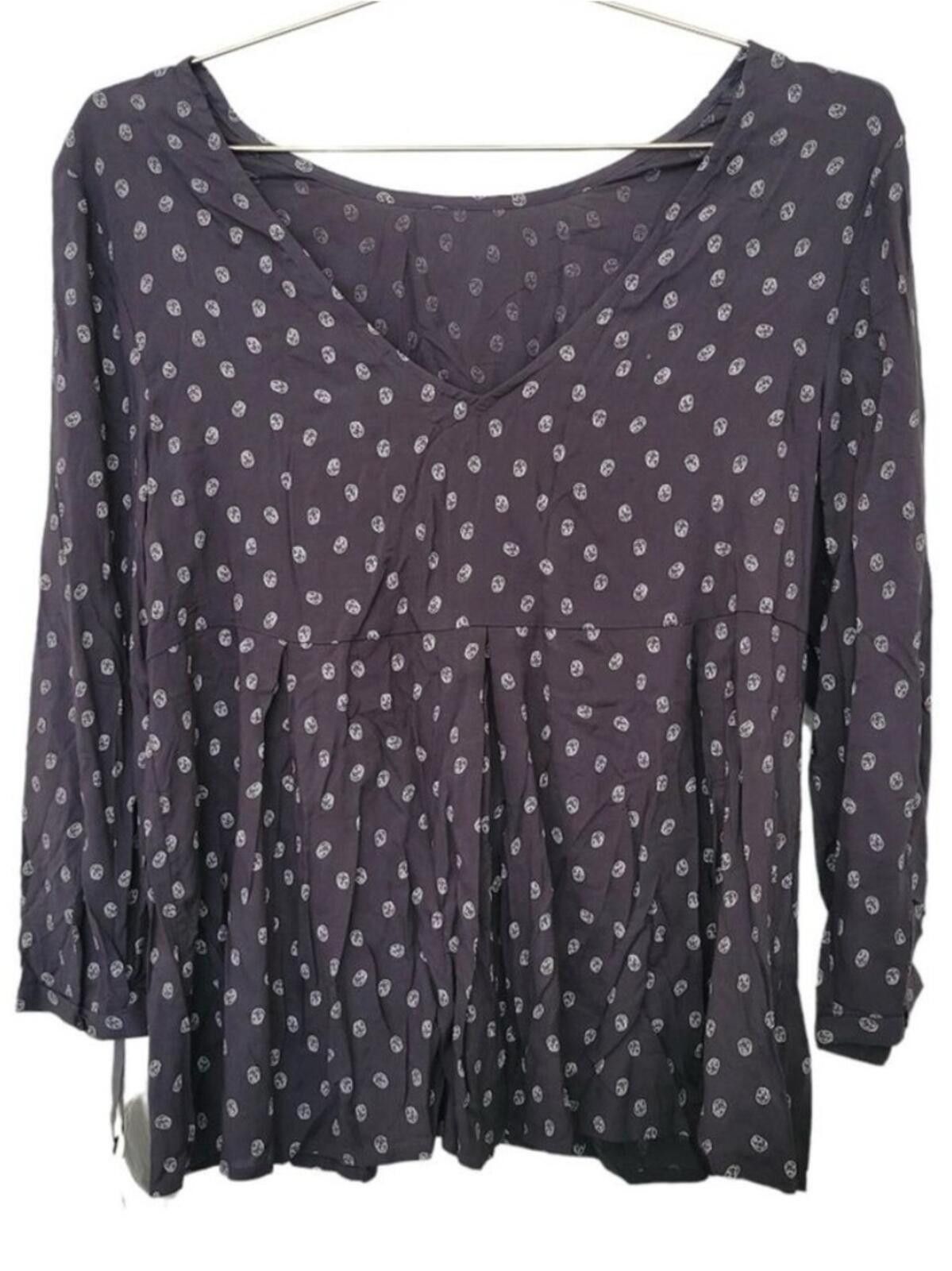 Other hinge Charcoal Scoop Neck Blouse with White Dot Motif Size M / US 6-8 / IT 42-44 - 1 Thumbnail