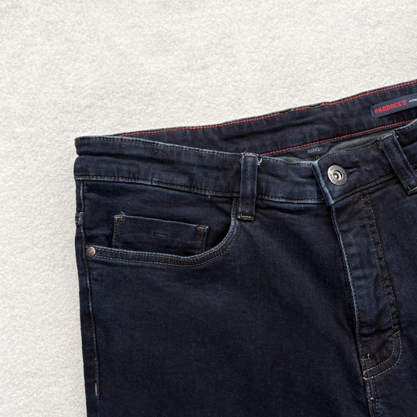 Denime Paddock's Ranger Jeans Mens 36x32 Blue Dark Wash Regular Straight Stretch Denim Pants Size US 36 / EU 52 - 3 Thumbnail
