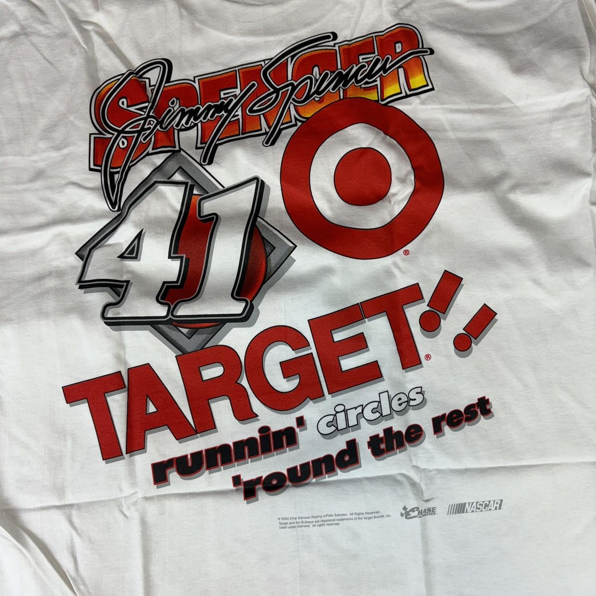 Chase Authentics Vintage 2002 Jimmy Spencer Nascar Target Racing White TShirt Size US L / EU 52-54 / 3 - 7 Thumbnail