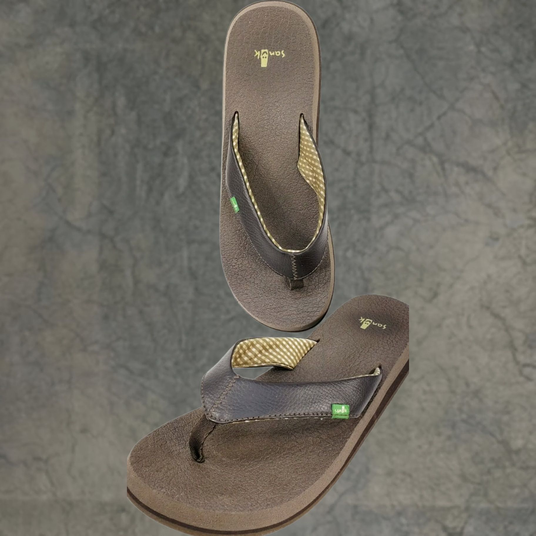 Sanuk Sanuk Women's Flip Flops Thong Sandal Size 9 Brown Leather Yoga Mat Insoles Size US 10 / IT 40 - 1 Thumbnail